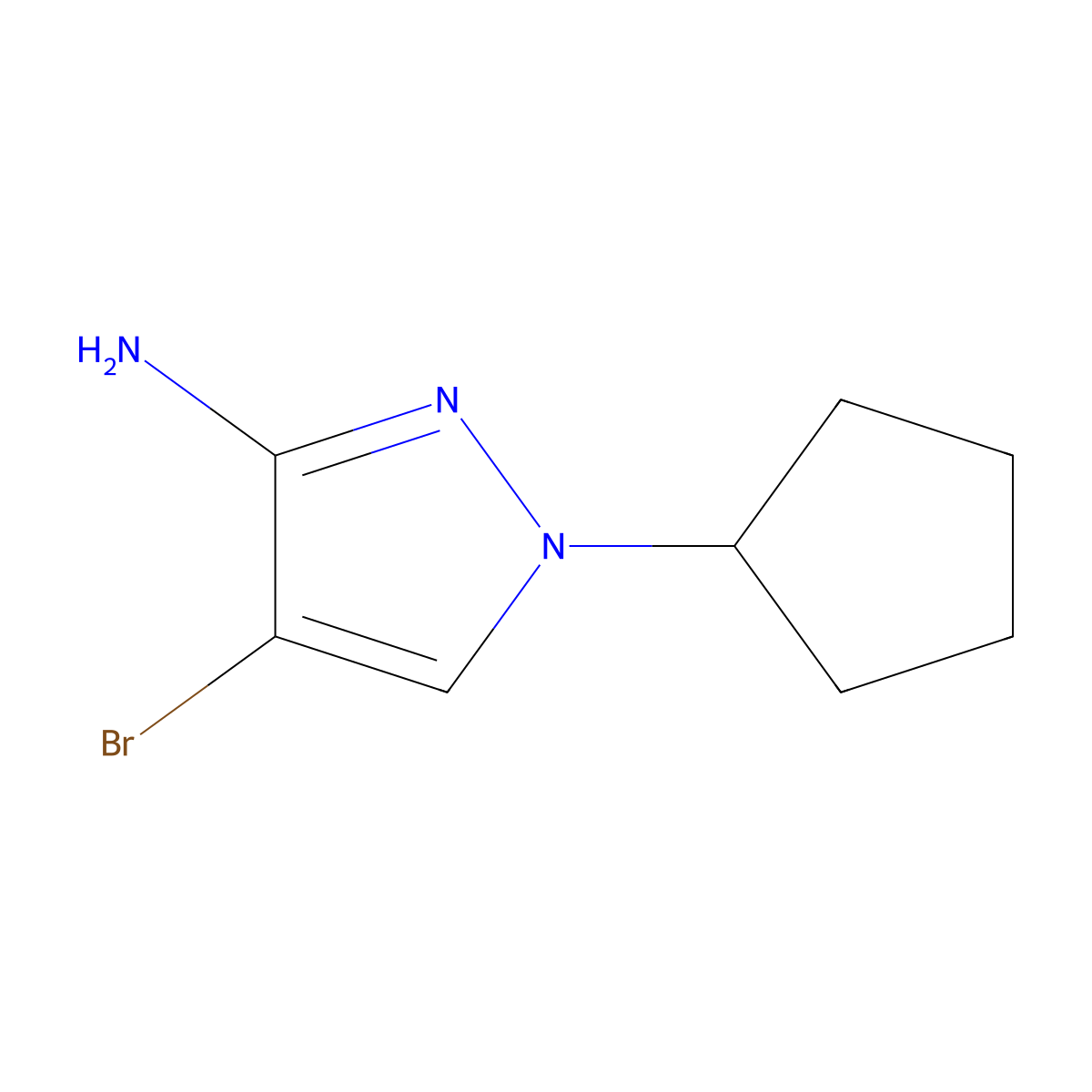 4-Bromo-1-cyclopentyl-1H-pyrazol-3-amine molecular structure, CAS 1006470-56-9