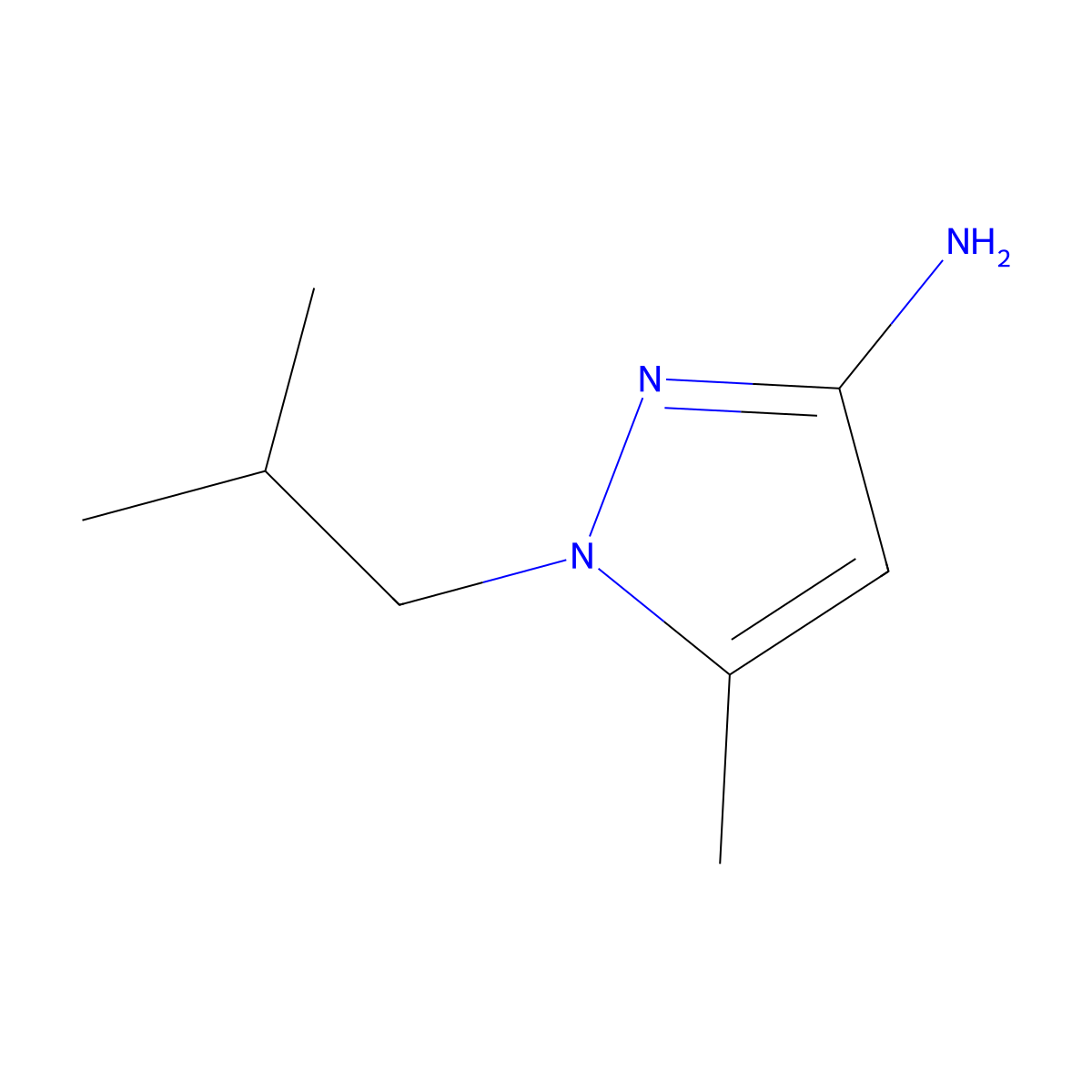 1-Isobutyl-5-methyl-1H-pyrazol-3-amine molecular structure, CAS 1006470-61-6