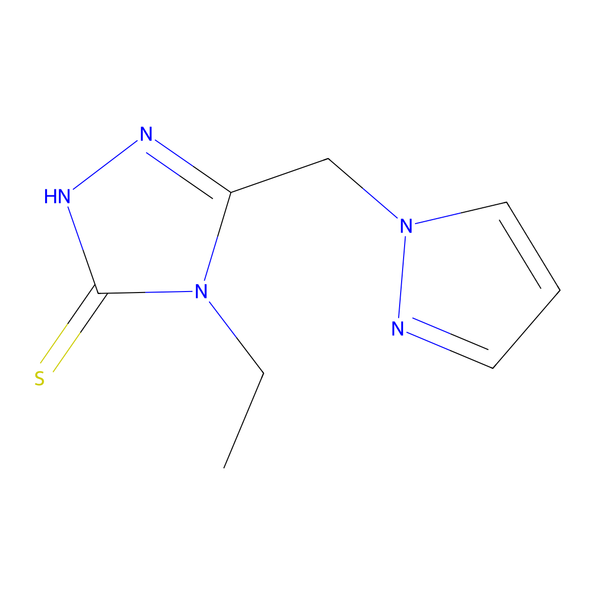 4-ethyl-5-(1H-pyrazol-1-ylmethyl)-4H-1,2,4-triazole-3-thiol molecular structure, CAS 1006470-96-7