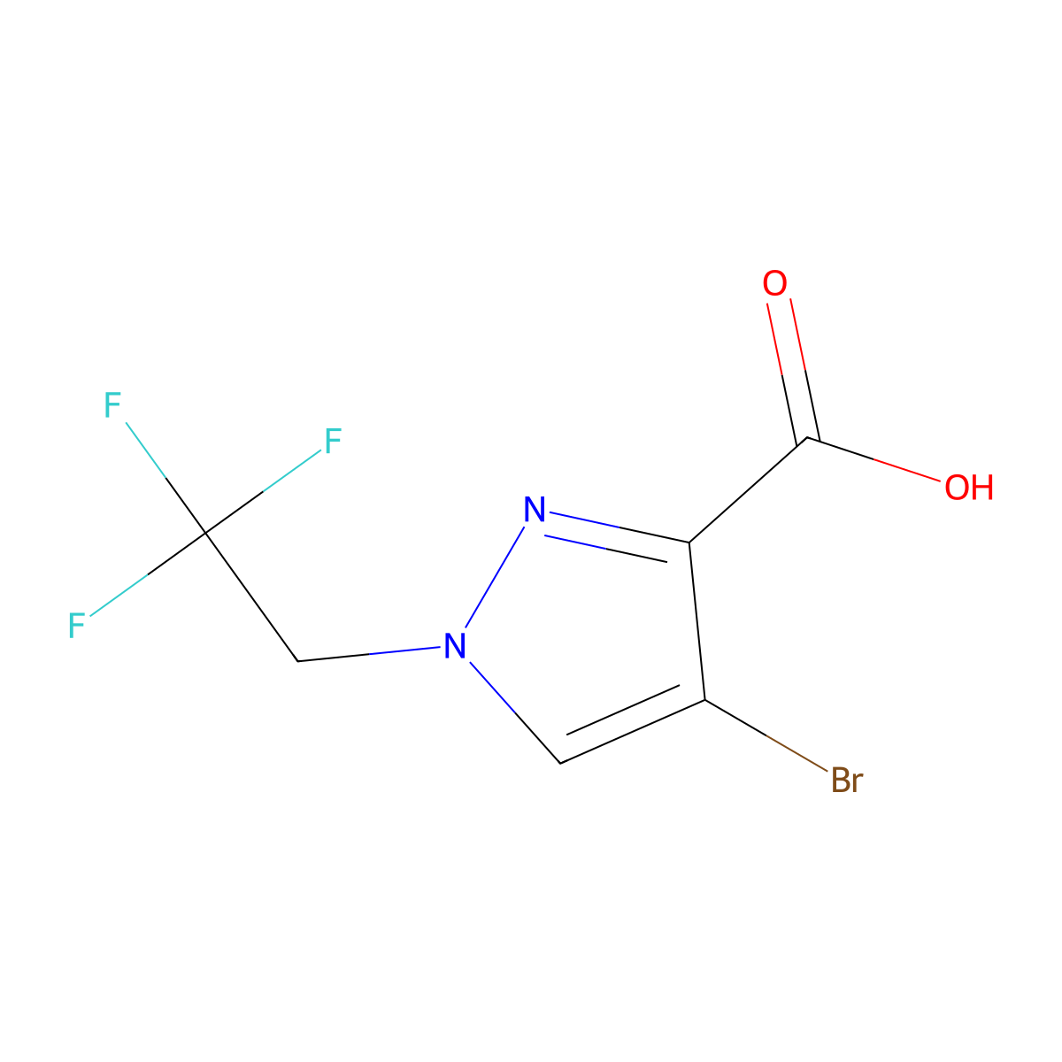 4-bromo-1-(2,2,2-trifluoroethyl)-1H-pyrazole-3-carboxylic acid molecular structure, CAS 1006471-09-5