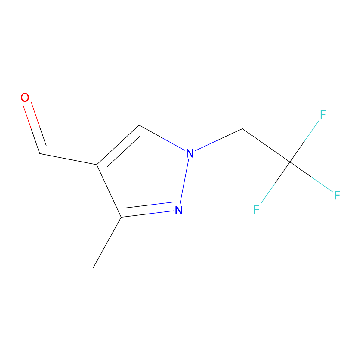 3-methyl-1-(2,2,2-trifluoroethyl)-1H-pyrazole-4-carbaldehyde molecular structure, CAS 1006471-12-0
