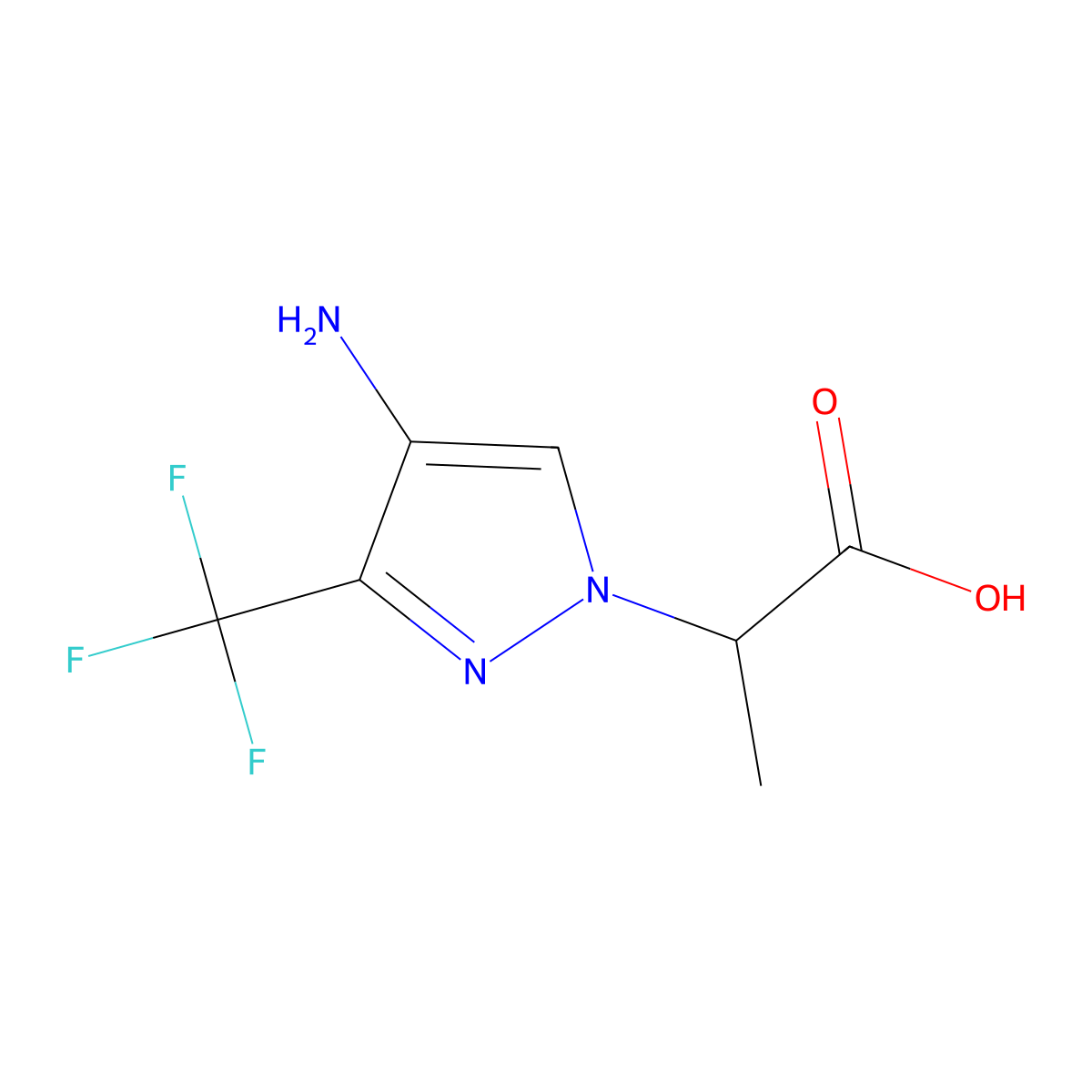 2-[4-amino-3-(trifluoromethyl)-1H-pyrazol-1-yl]propanoic acid molecular structure, CAS 1006471-23-3