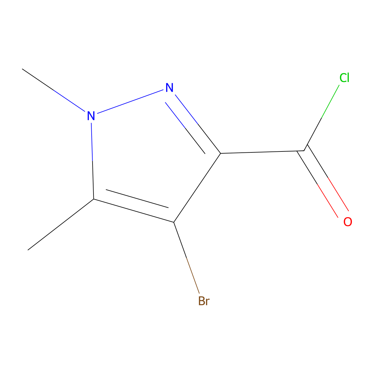 4-bromo-1,5-dimethyl-1H-pyrazole-3-carbonyl chloride molecular structure, CAS 1006471-24-4