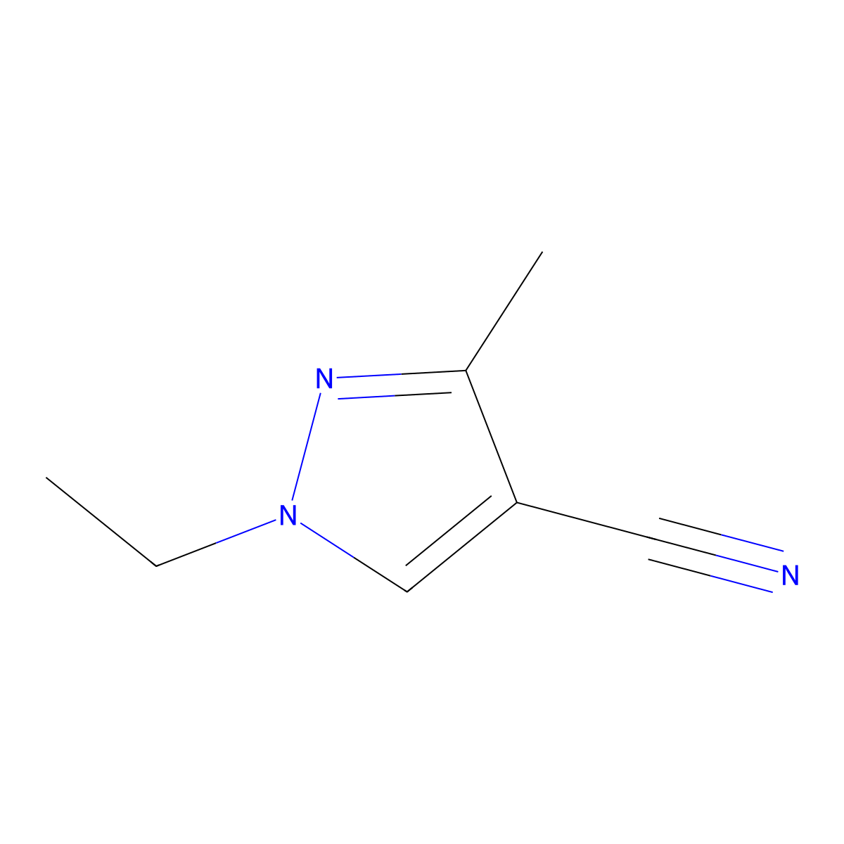 1-ethyl-3-methyl-1H-pyrazole-4-carbonitrile molecular structure, CAS 1006471-43-7