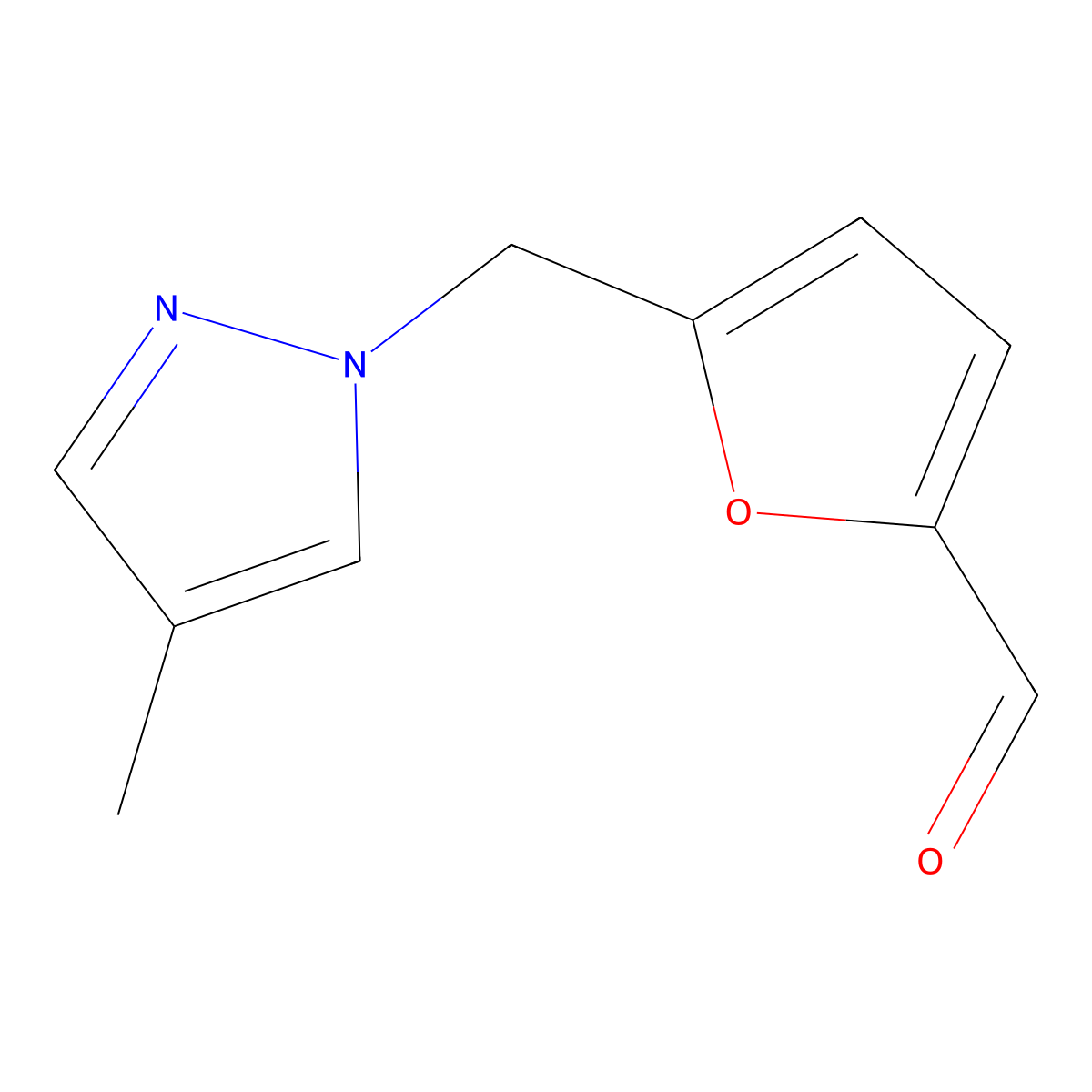 5-[(4-Methyl-1H-pyrazol-1-YL)methyl]-2-furaldehyde molecular structure, CAS 1006471-98-2