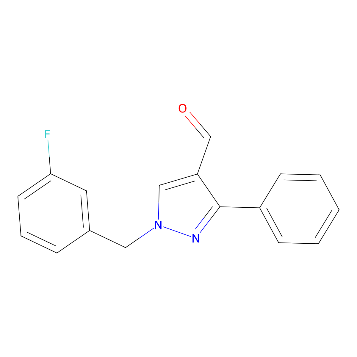 1-(3-fluorobenzyl)-3-phenyl-1H-pyrazole-4-carbaldehyde molecular structure, CAS 1006472-04-3