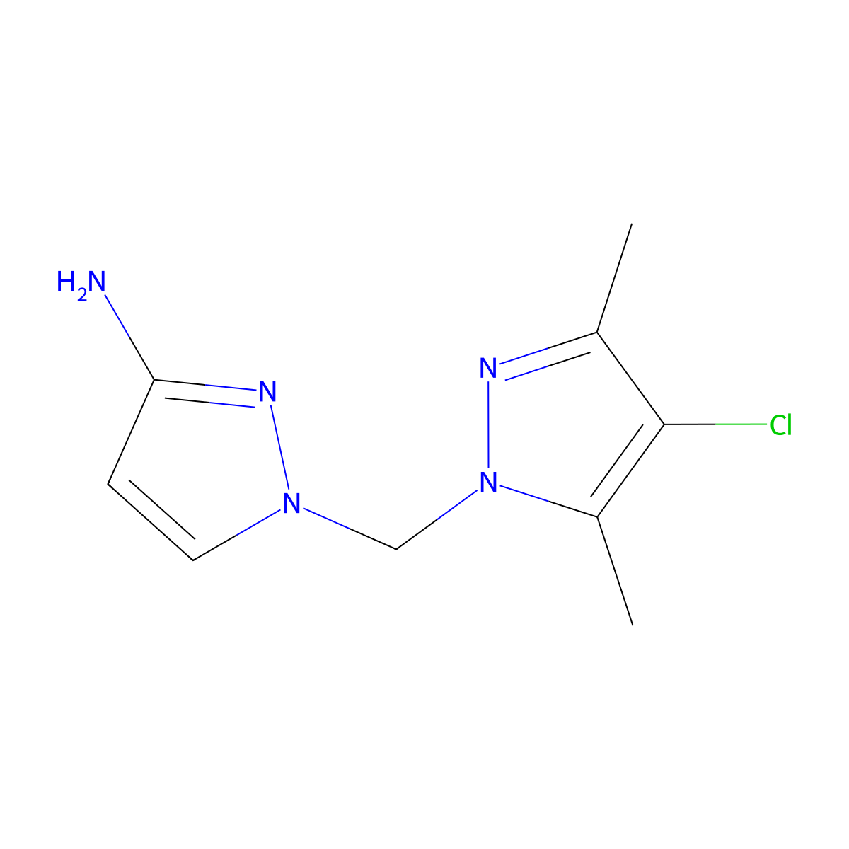 1-[(4-chloro-3,5-dimethyl-1H-pyrazol-1-yl)methyl]-1H-pyrazol-3-amine molecular structure, CAS 1006472-80-5