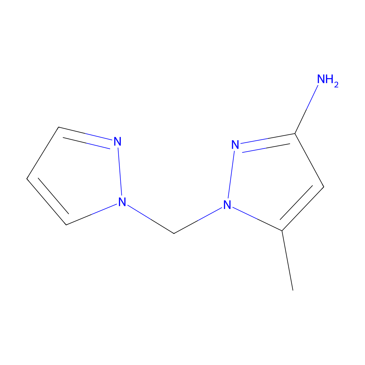 5-methyl-1-(1H-pyrazol-1-ylmethyl)-1H-pyrazol-3-amine molecular structure, CAS 1006472-91-8