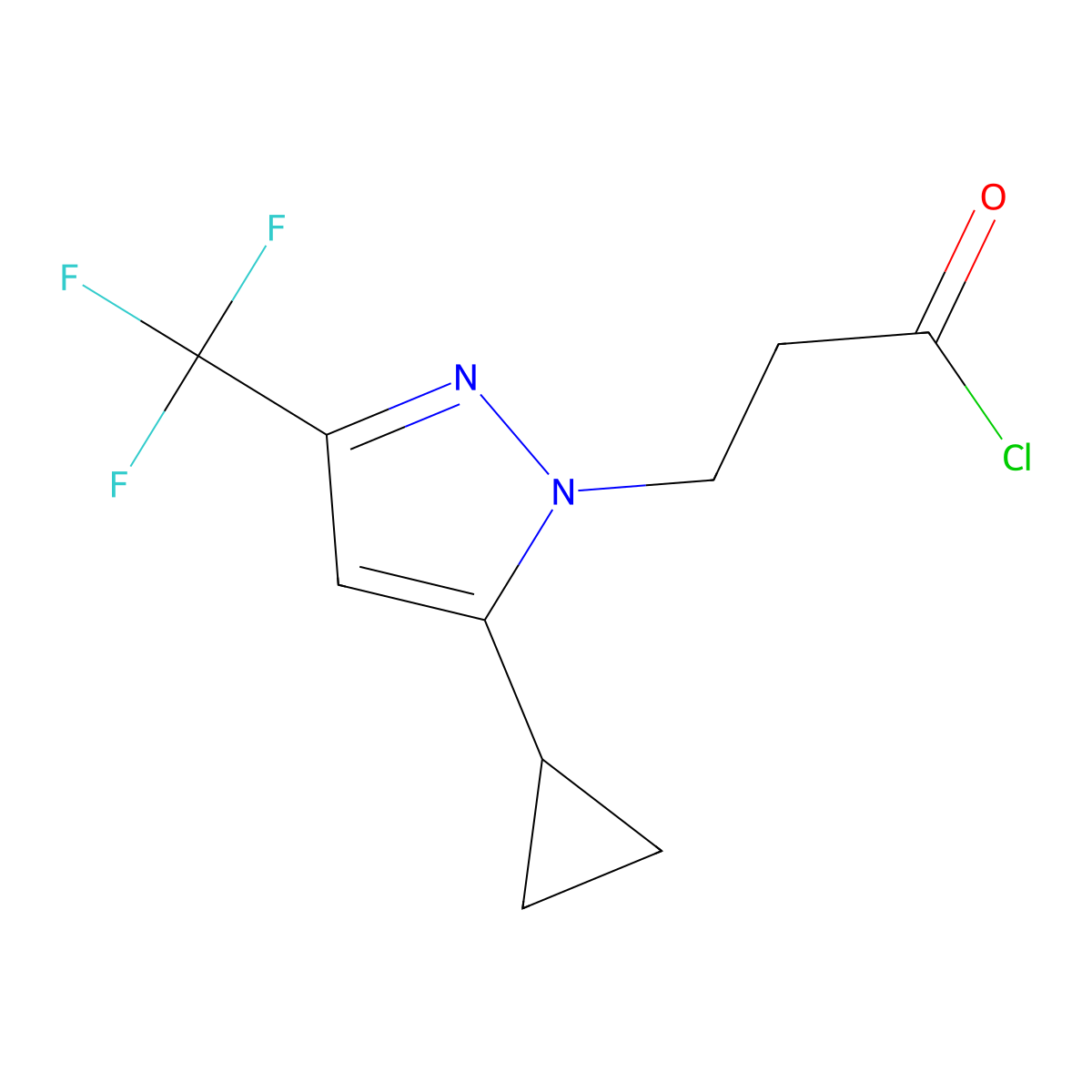 3-[5-cyclopropyl-3-(trifluoromethyl)-1H-pyrazol-1-yl]propanoyl chloride molecular structure, CAS 1006473-01-3