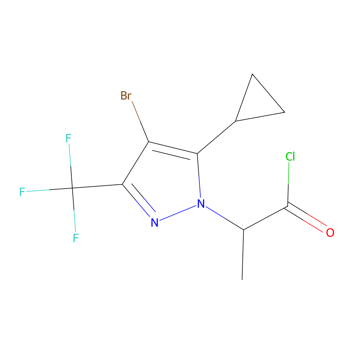 2-[4-bromo-5-cyclopropyl-3-(trifluoromethyl)-1H-pyrazol-1-yl]propanoyl chloride molecular structure, CAS 1006473-04-6