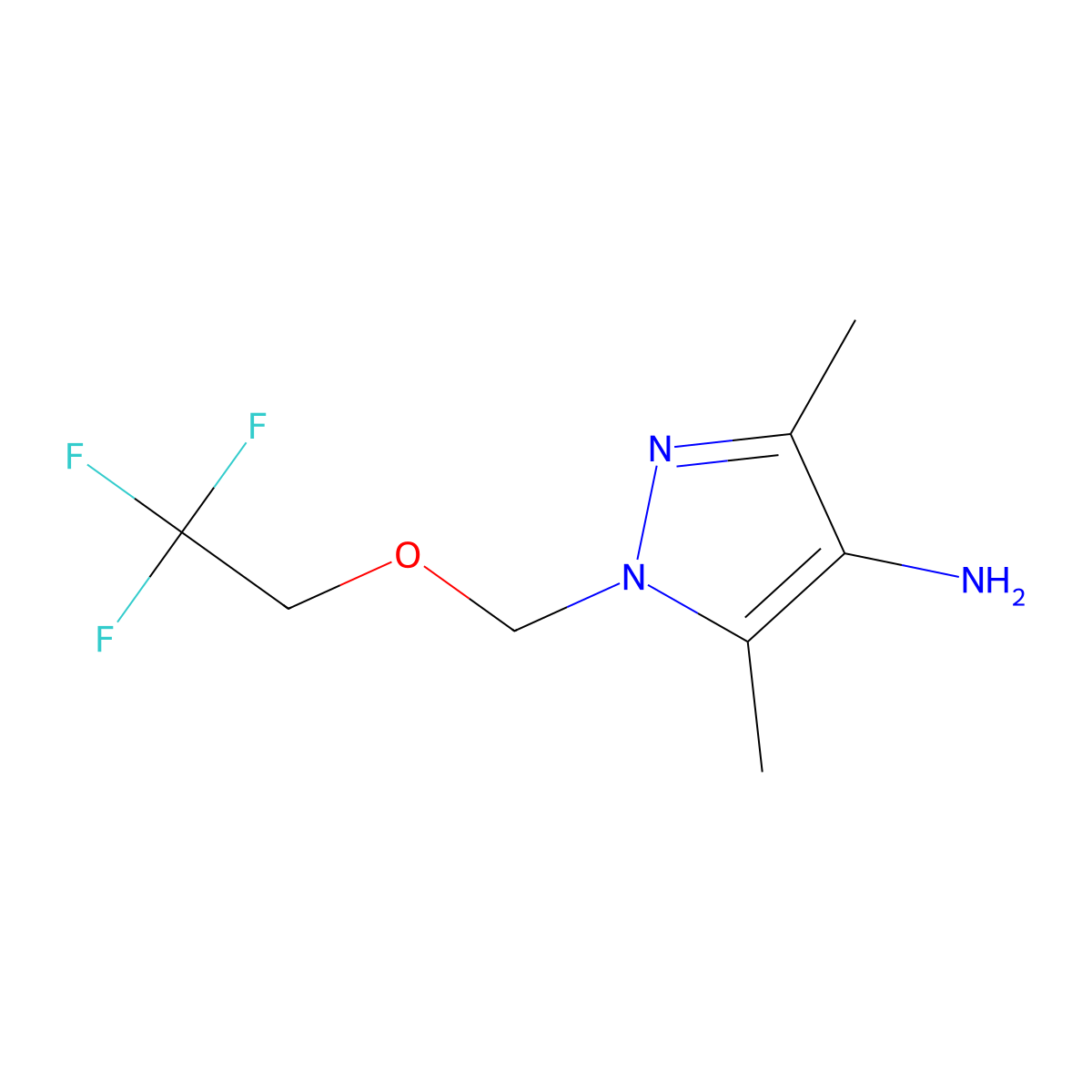 3,5-dimethyl-1-[(2,2,2-trifluoroethoxy)methyl]-1H-pyrazol-4-amine molecular structure, CAS 1006473-39-7