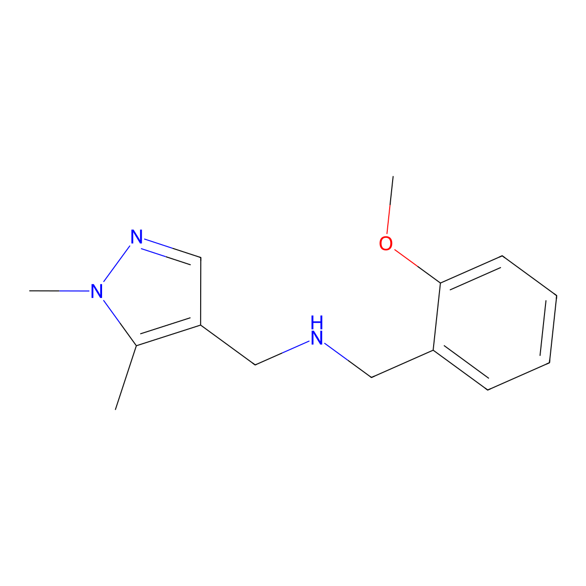 1-(1,5-dimethyl-1H-pyrazol-4-yl)-N-(2-methoxybenzyl)methanamine molecular structure, CAS 1006473-46-6