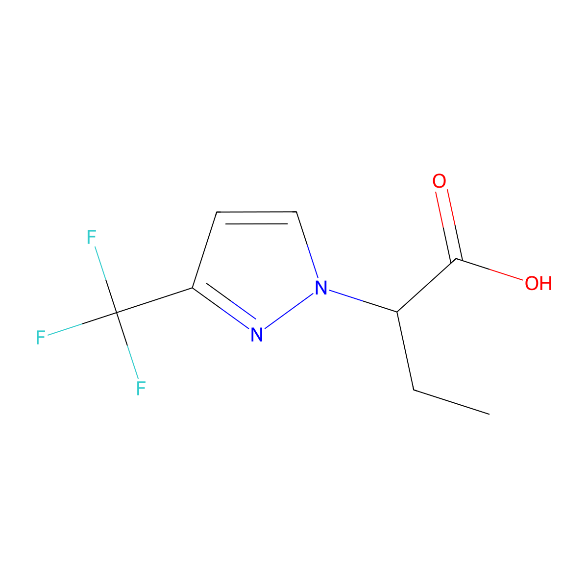 2-[3-(trifluoromethyl)-1H-pyrazol-1-yl]butanoic acid molecular structure, CAS 1006473-54-6