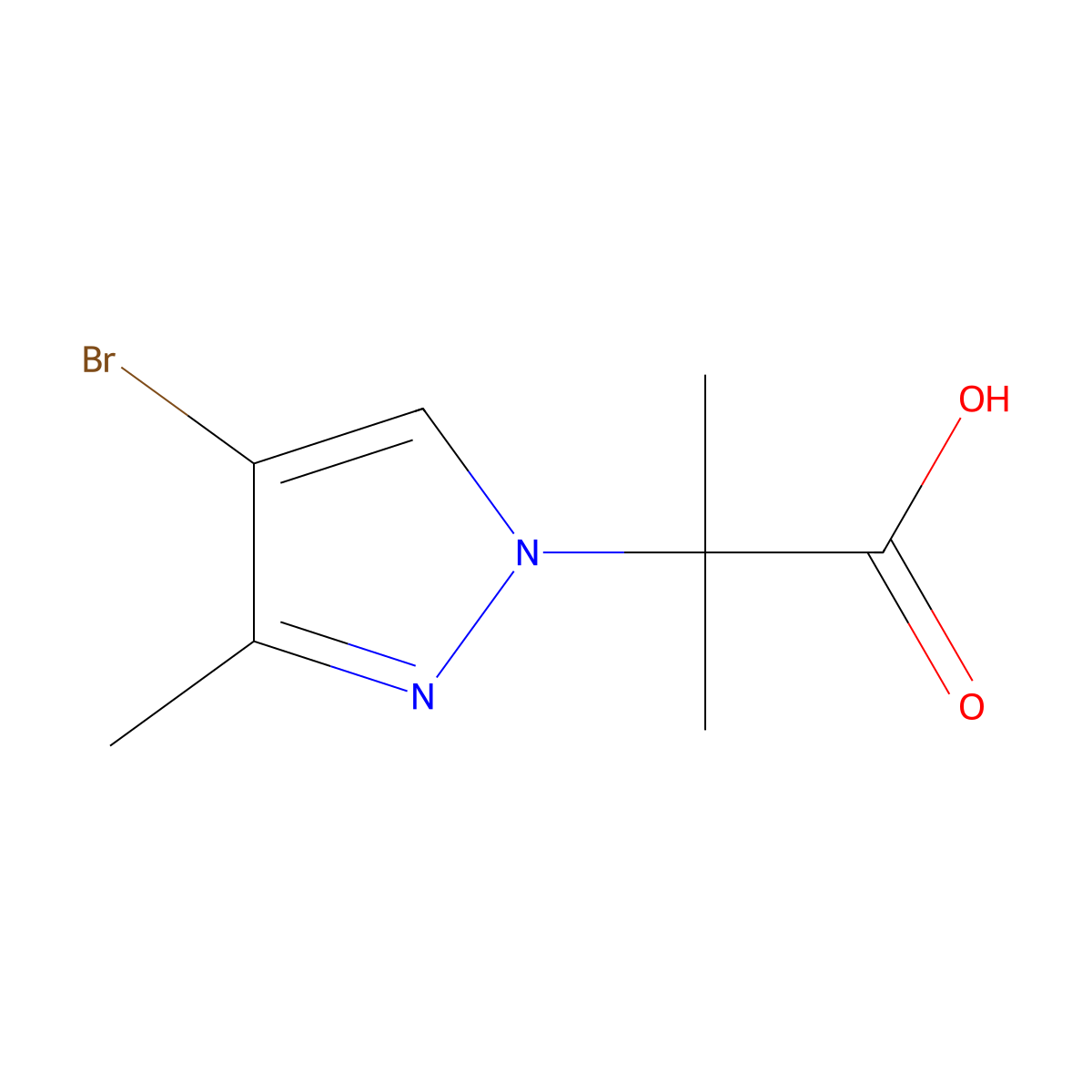 2-(4-bromo-3-methyl-1H-pyrazol-1-yl)-2-methylpropanoic acid molecular structure, CAS 1006473-56-8