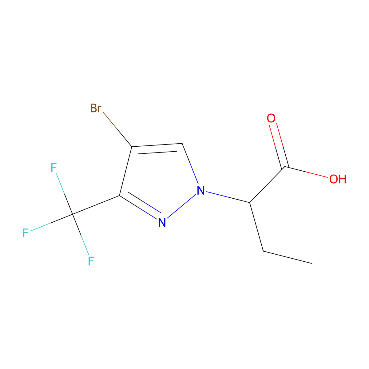 2-[4-bromo-3-(trifluoromethyl)-1H-pyrazol-1-yl]butanoic acid molecular structure, CAS 1006473-58-0