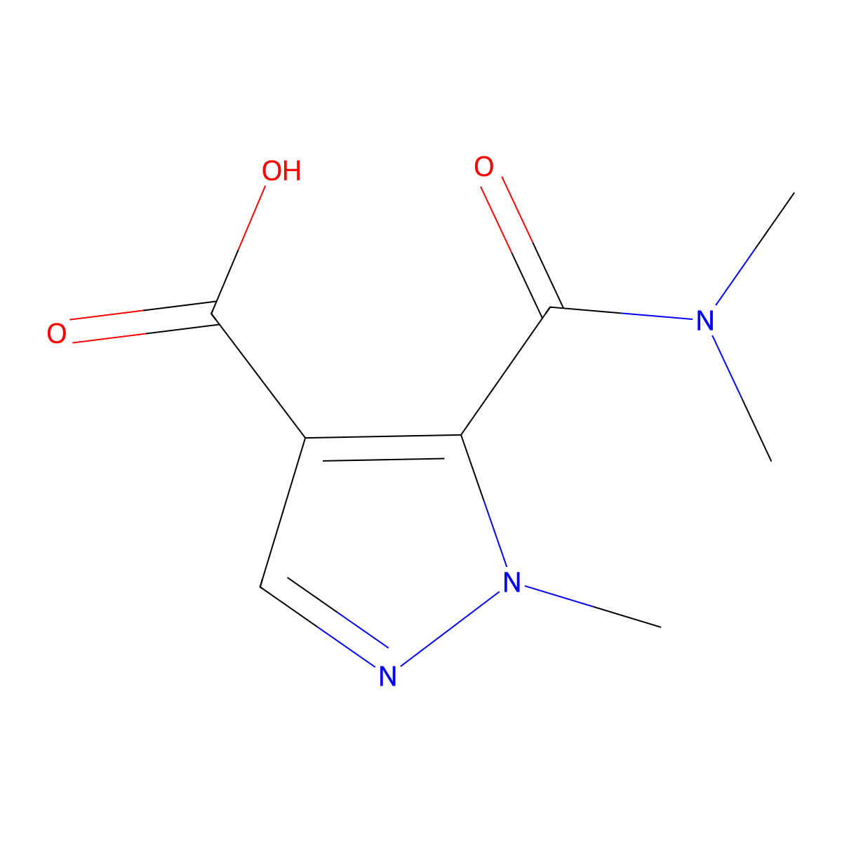 5-(dimethylcarbamoyl)-1-methyl-1H-pyrazole-4-carboxylic acid molecular structure, CAS 1006476-07-8