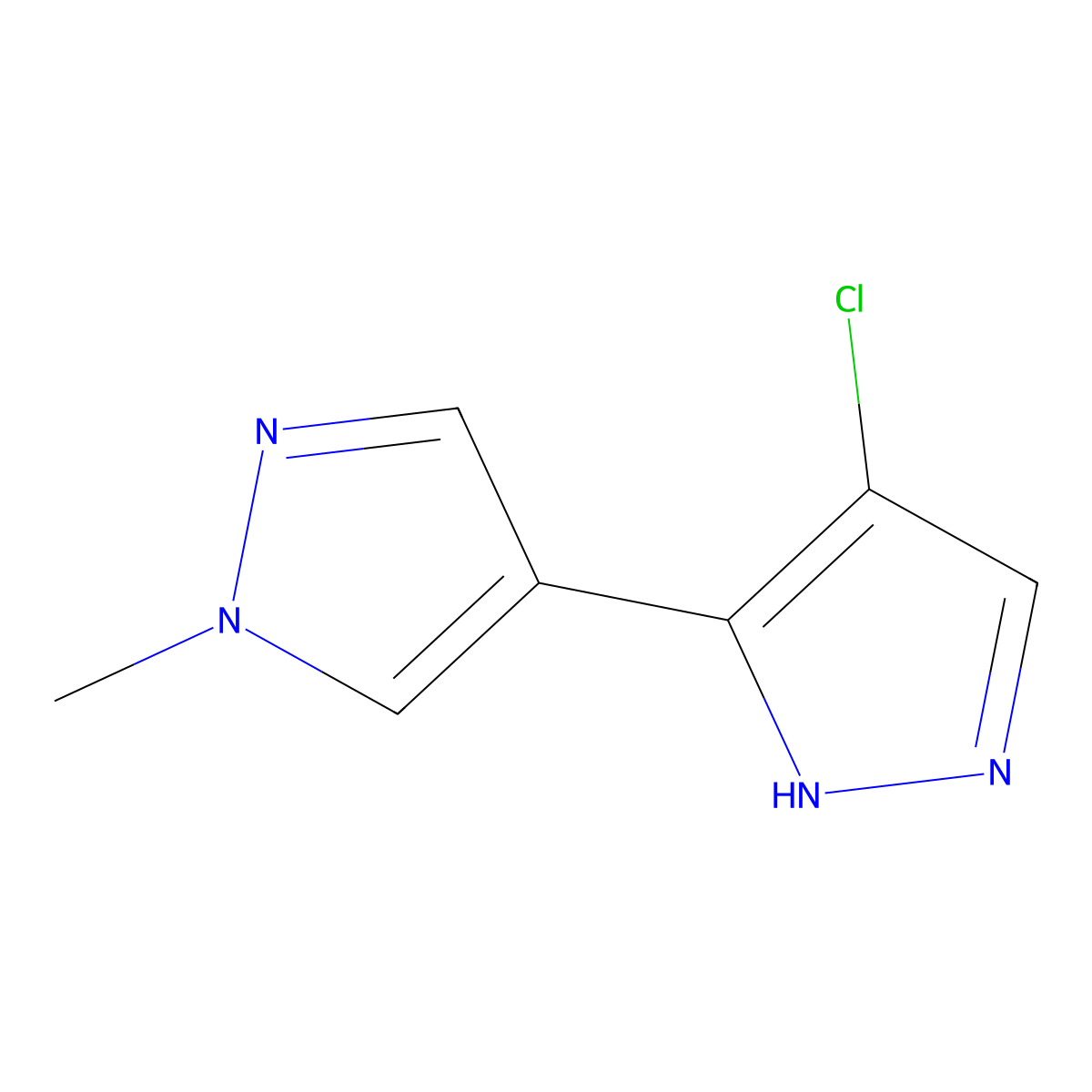 4-chloro-1'-methyl-1H,1'H-3,4'-bipyrazole molecular structure, CAS 1006476-14-7