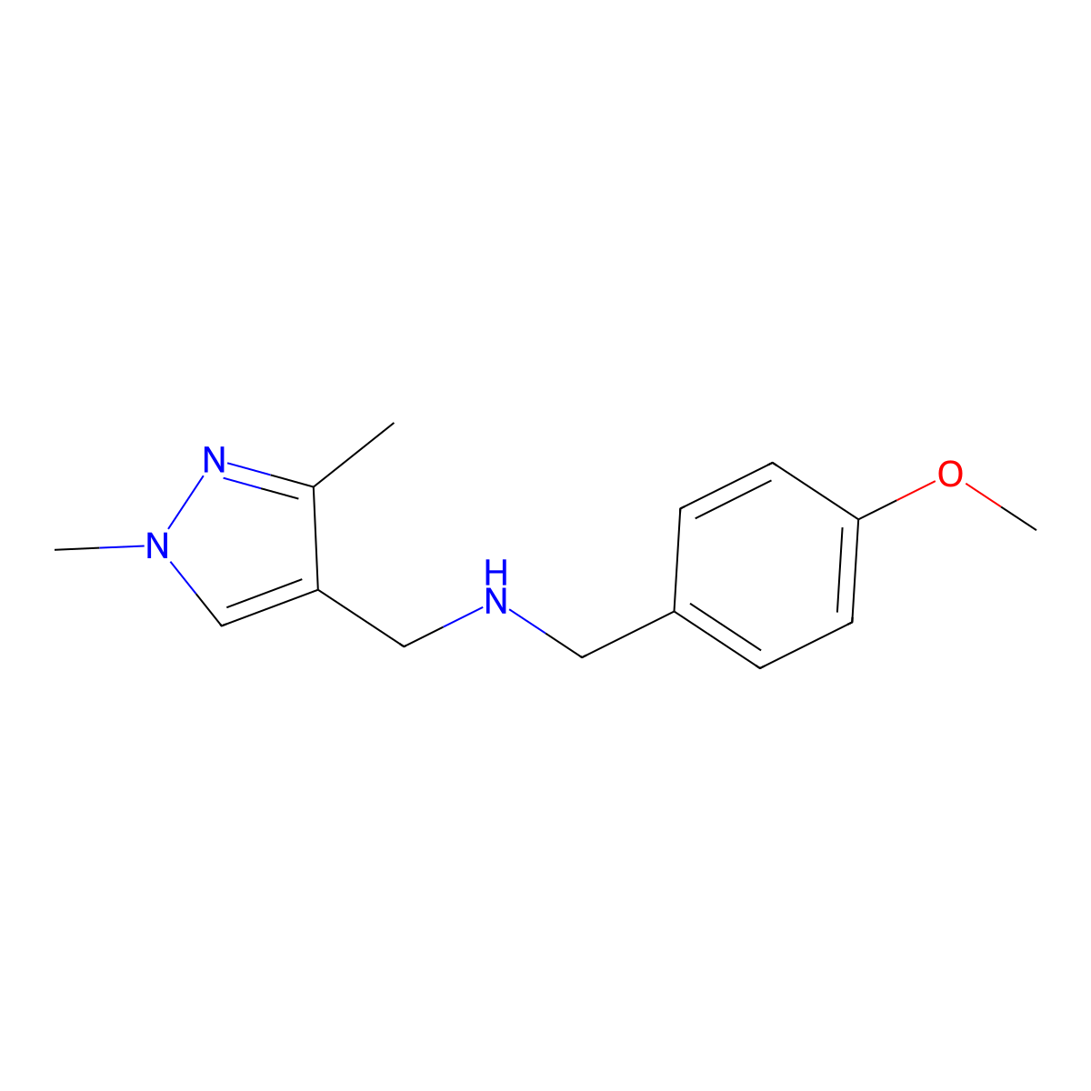 1-(1,3-dimethyl-1H-pyrazol-4-yl)-N-(4-methoxybenzyl)methanamine molecular structure, CAS 1006476-38-5