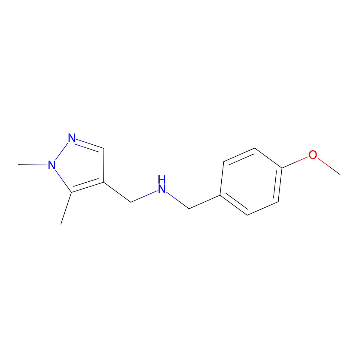 1-(1,5-dimethyl-1H-pyrazol-4-yl)-N-(4-methoxybenzyl)methanamine molecular structure, CAS 1006476-52-3