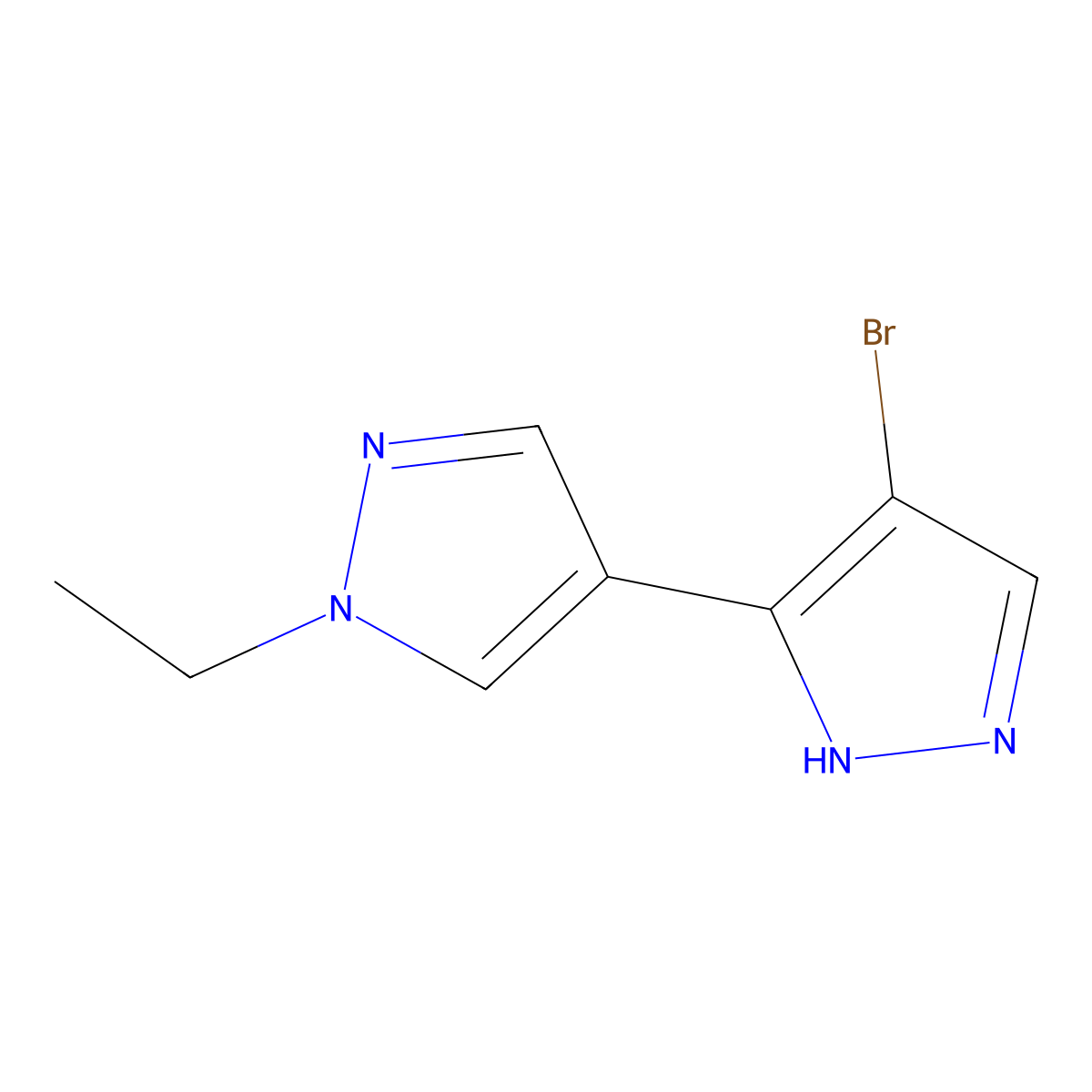 4-(4-bromo-1H-pyrazol-3-yl)-1-ethyl-1H-pyrazole molecular structure, CAS 1006476-90-9