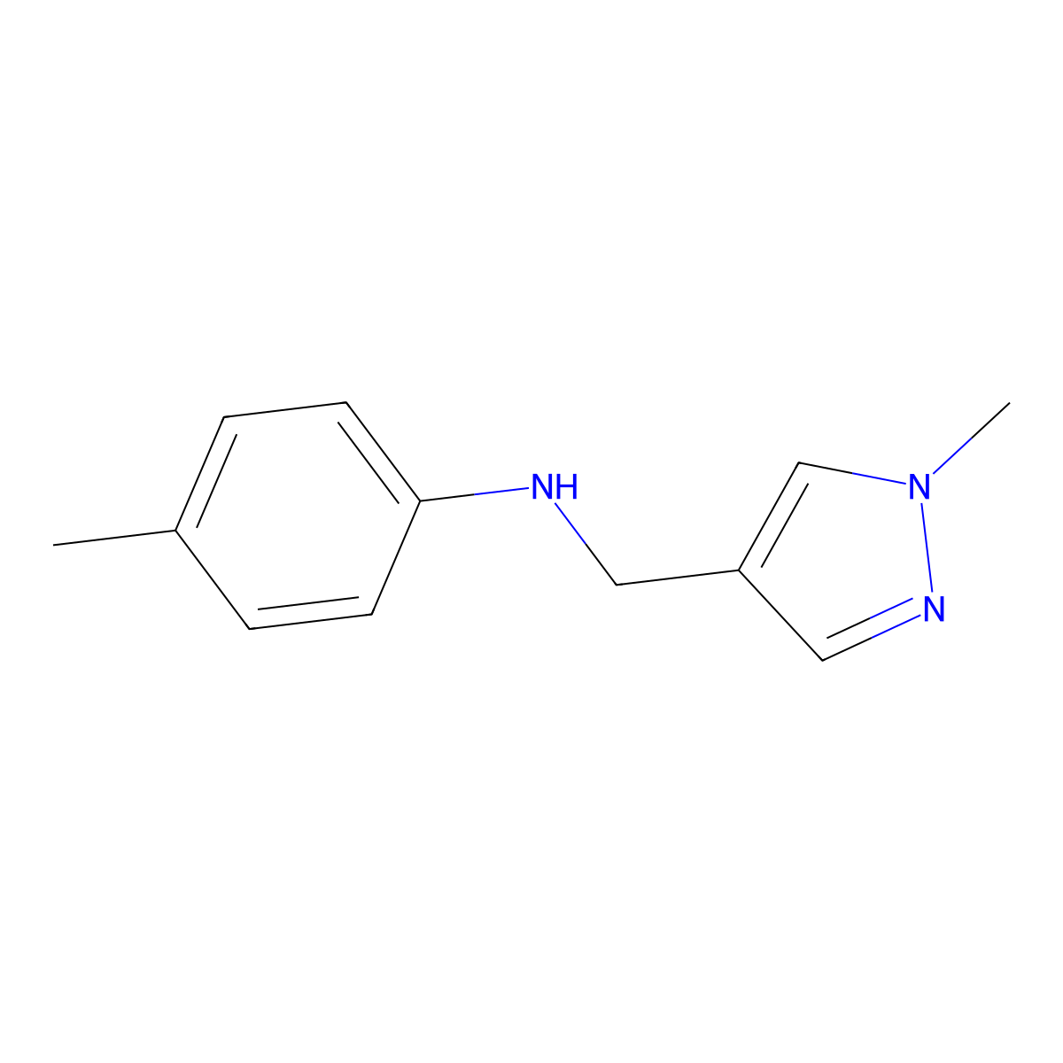 4-methyl-N-[(1-methyl-1H-pyrazol-4-yl)methyl]aniline molecular structure, CAS 1006477-59-3