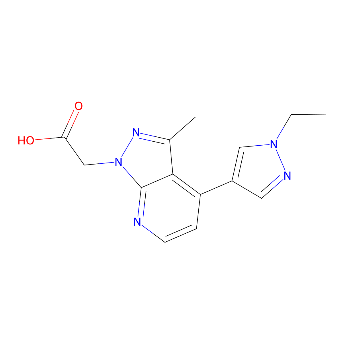 [4-(1-ethyl-1H-pyrazol-4-yl)-3-methyl-1H-pyrazolo[3,4-b]pyridin-1-yl]acetic acid molecular structure, CAS 1006477-62-8