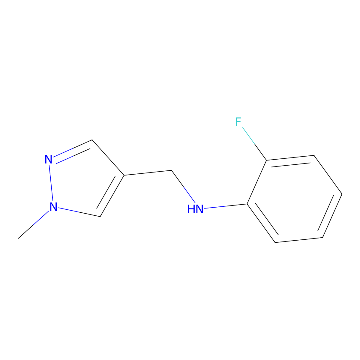 2-fluoro-N-[(1-methyl-1H-pyrazol-4-yl)methyl]aniline molecular structure, CAS 1006477-81-1