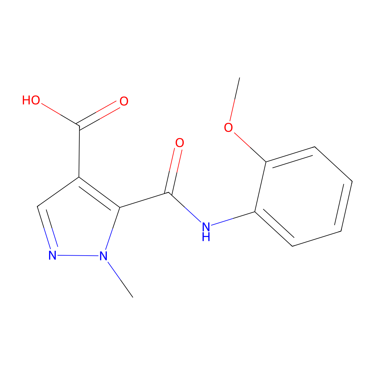 5-[N-(2-methoxyphenyl)carbamoyl]-1-methylpyrazole-4-carboxylic acid molecular structure, CAS 1006477-99-1