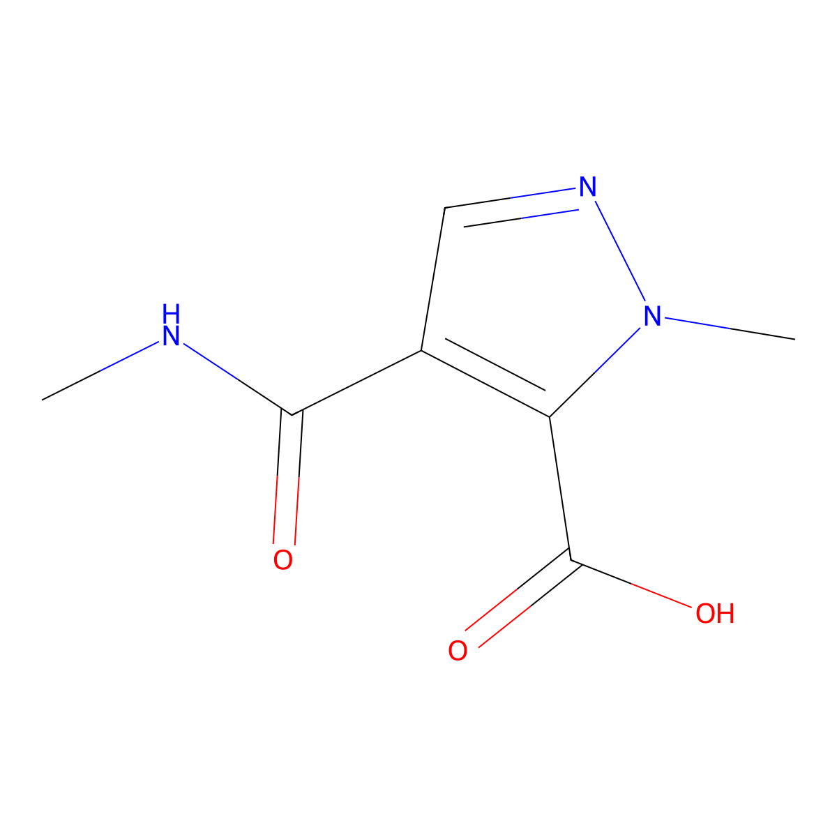 1-methyl-4-(methylcarbamoyl)-1H-pyrazole-5-carboxylic acid molecular structure, CAS 1006478-07-4