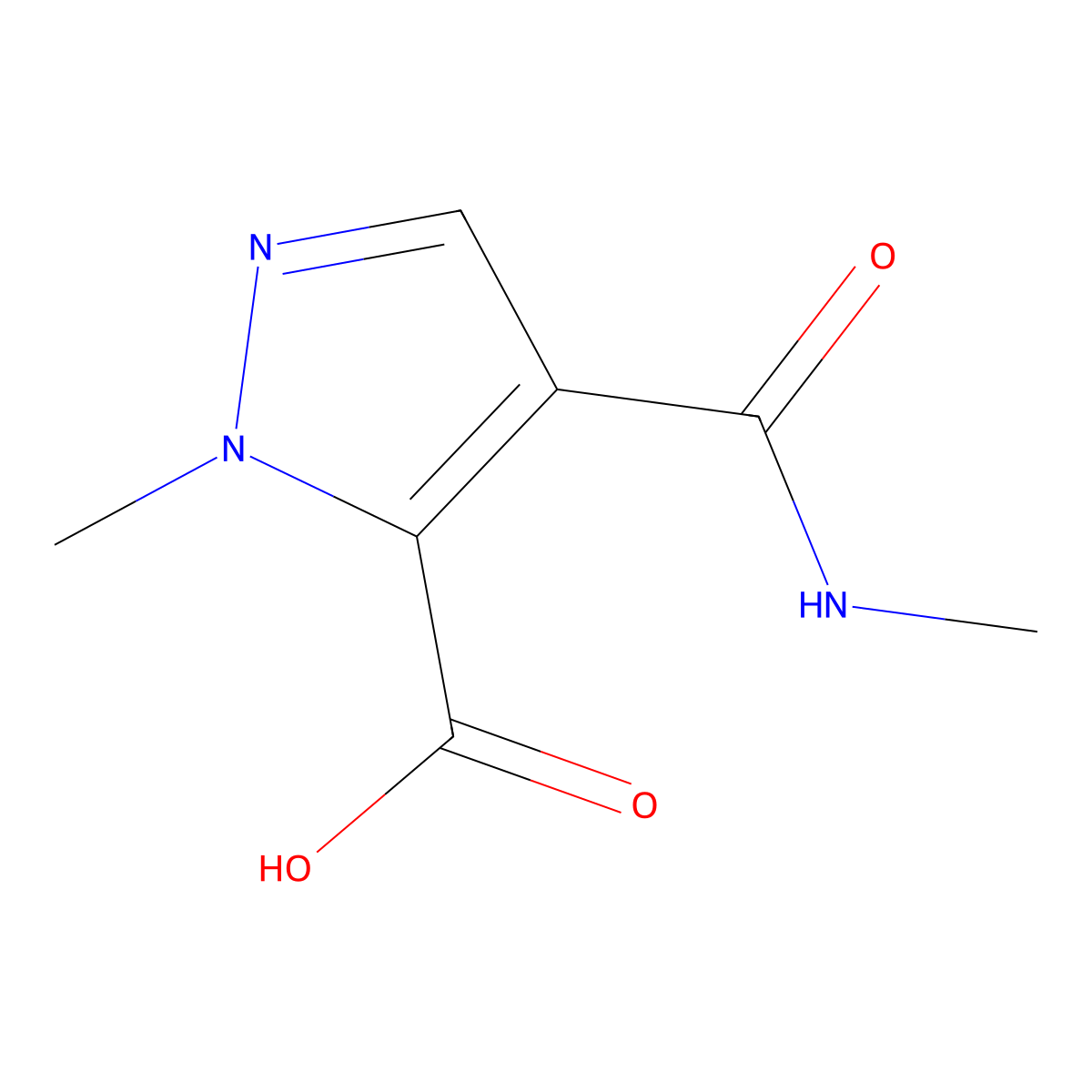1-methyl-4-(methylcarbamoyl)-1H-pyrazole-5-carboxylic acid molecular structure, CAS 1006478-07-4