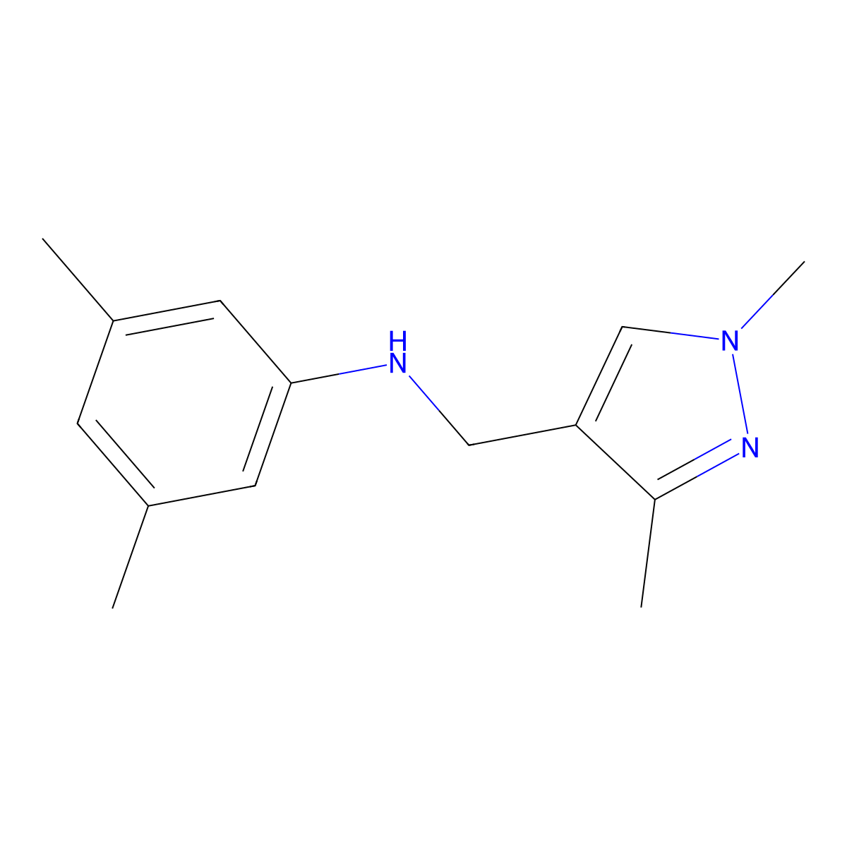 N-[(1,3-Dimethyl-1H-pyrazol-4-YL)methyl]-3,5-dimethylaniline molecular structure, CAS 1006478-31-4