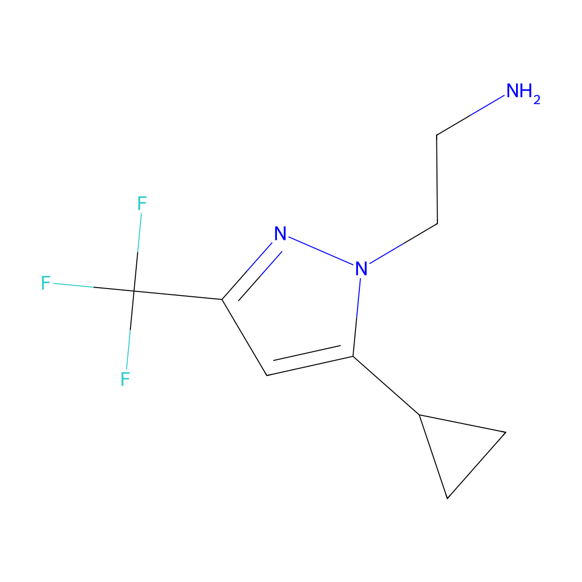 2-(5-Cyclopropyl-3-(trifluoromethyl)-1H-pyrazol-1-yl)ethanamine molecular structure, CAS 1006479-50-0