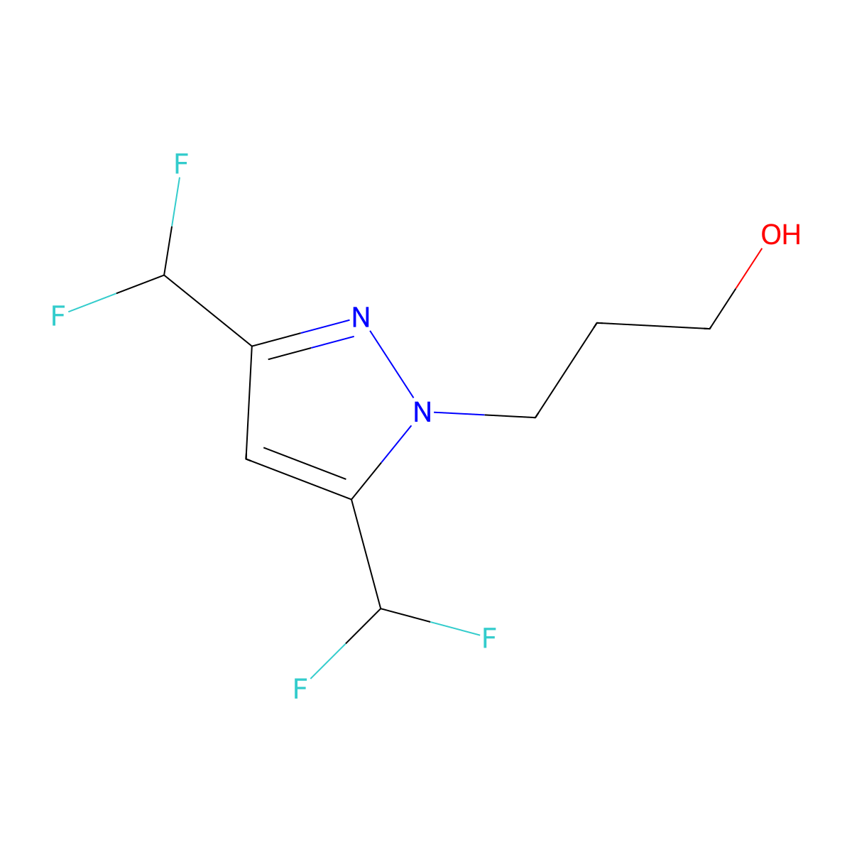 3-[3,5-bis(difluoromethyl)-1H-pyrazol-1-yl]propan-1-ol molecular structure, CAS 1006479-76-0
