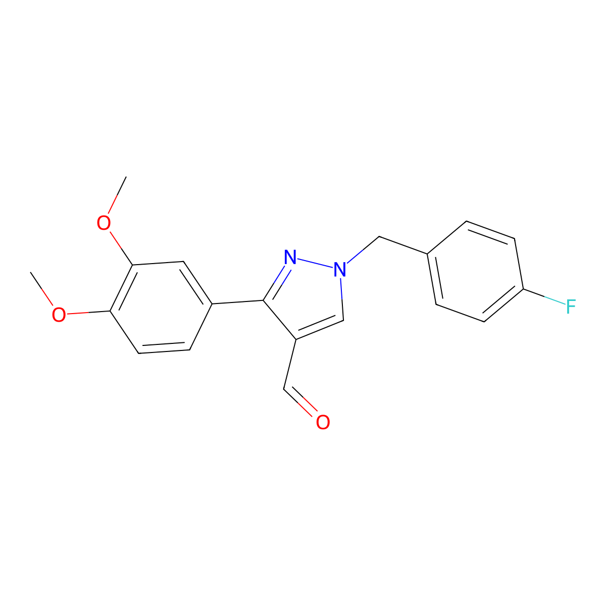 3-(3,4-dimethoxyphenyl)-1-(4-fluorobenzyl)-1H-pyrazole-4-carbaldehyde molecular structure, CAS 1006479-97-5