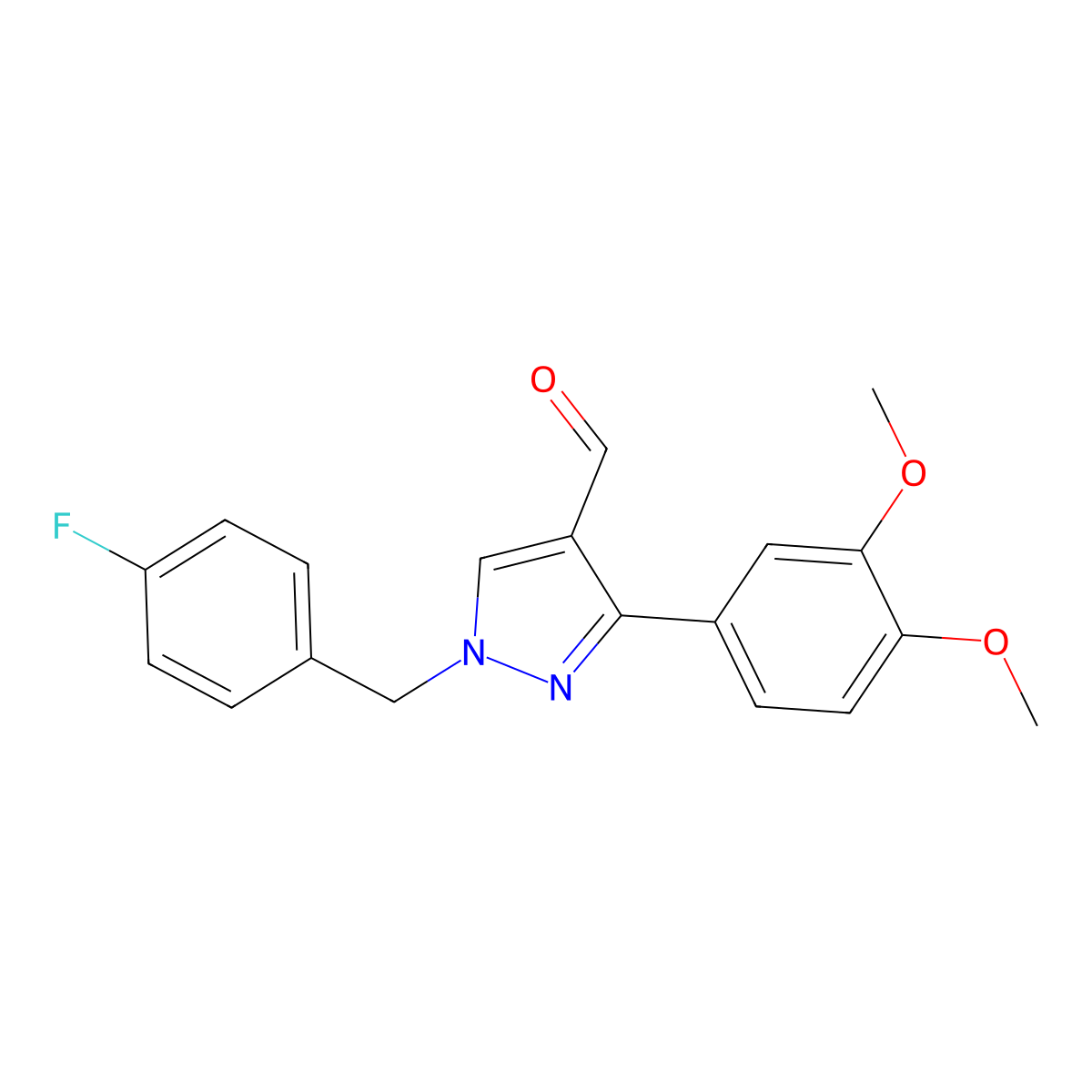 3-(3,4-dimethoxyphenyl)-1-(4-fluorobenzyl)-1H-pyrazole-4-carbaldehyde molecular structure, CAS 1006479-97-5