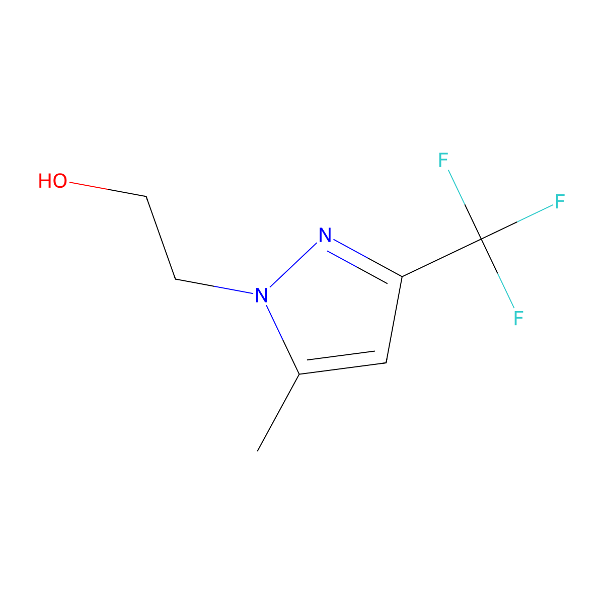 2-[5-Methyl-3-(trifluoromethyl)-1H-pyrazol-1-YL]ethanol molecular structure, CAS 1006480-14-3