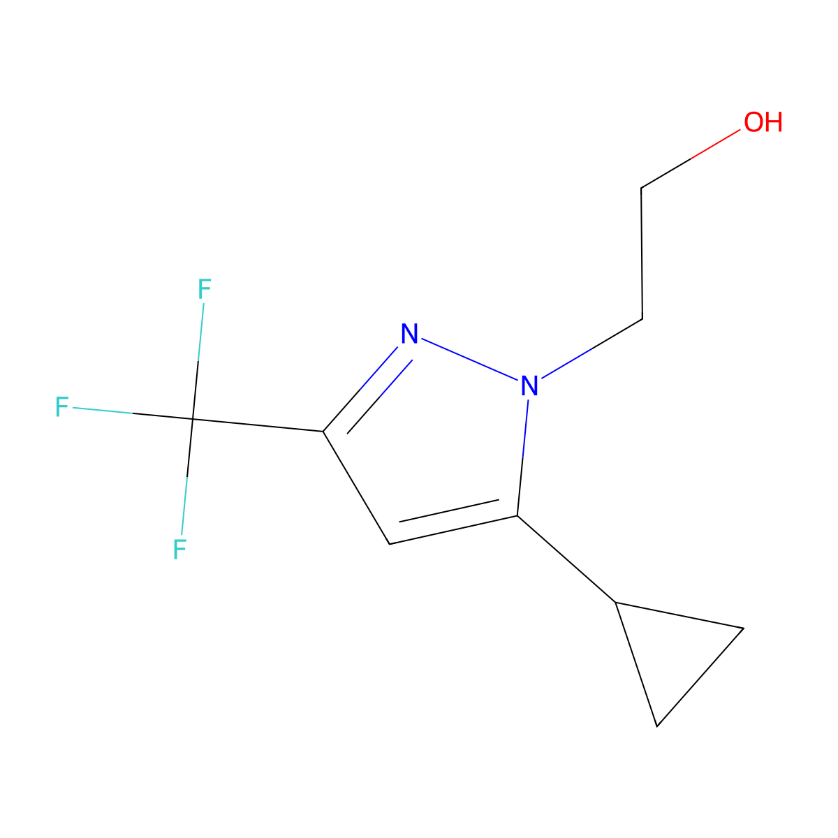 2-[5-Cyclopropyl-3-(trifluoromethyl)-1H-pyrazol-1-YL]ethanol molecular structure, CAS 1006480-18-7