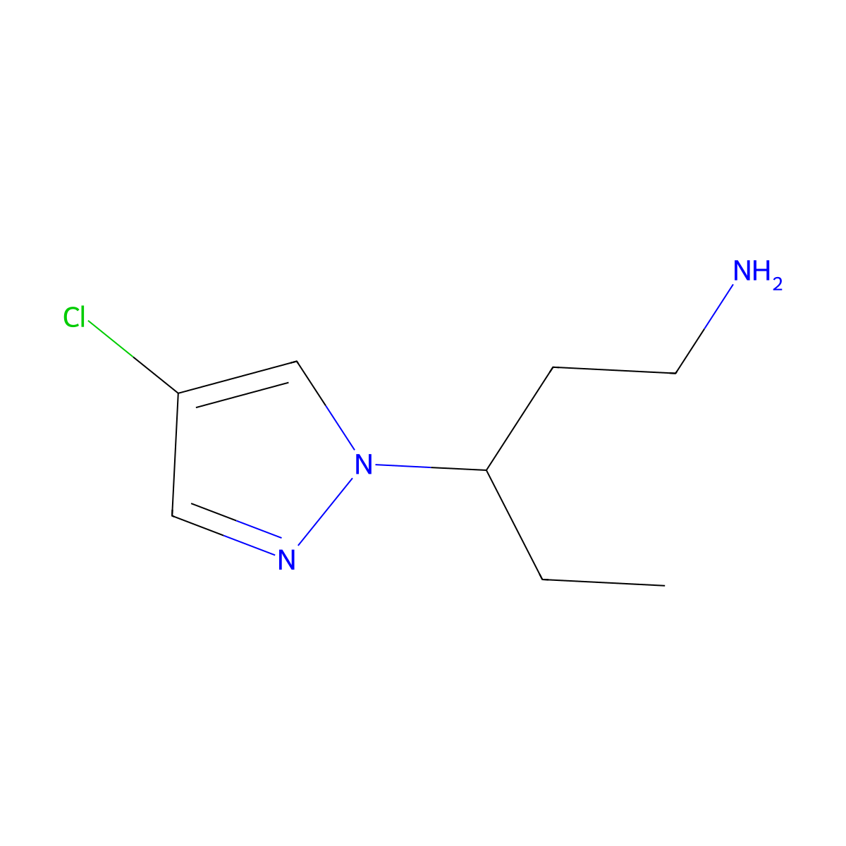 3-(4-chloro-1H-pyrazol-1-yl)pentan-1-amine molecular structure, CAS 1006480-90-5