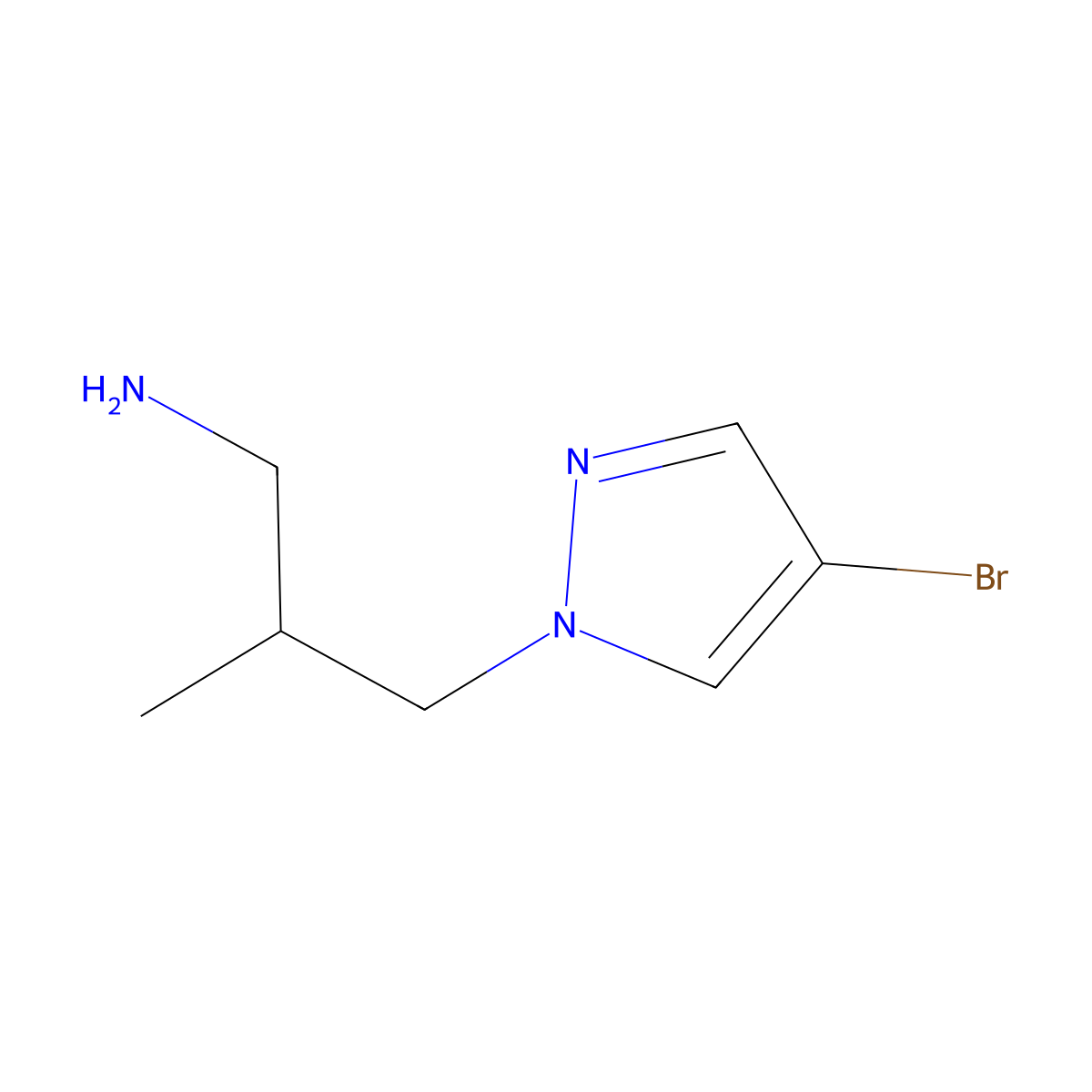 3-(4-bromo-1H-pyrazol-1-yl)-2-methylpropan-1-amine molecular structure, CAS 1006481-11-3