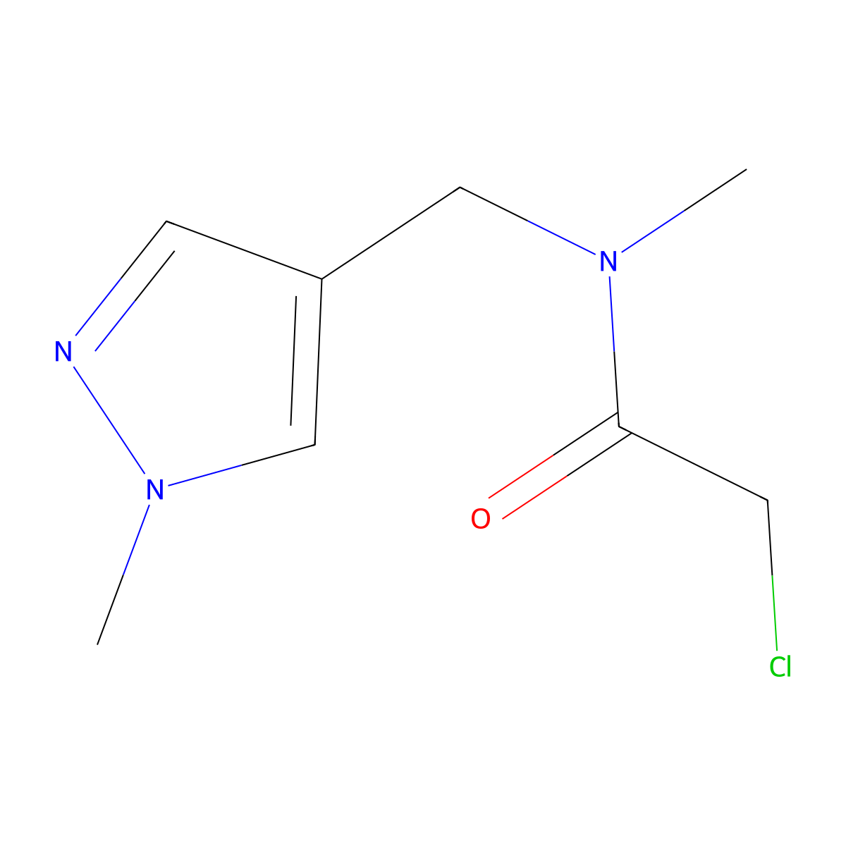 2-Chloro-N-methyl-N-[(1-methyl-1H-pyrazol-4-YL)methyl]acetamide molecular structure, CAS 1006481-34-0