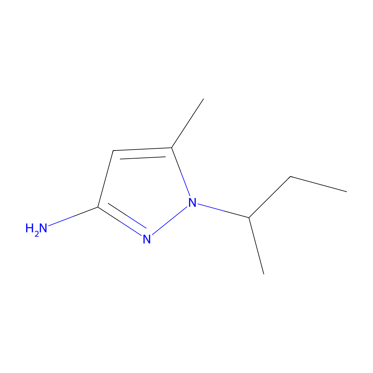 1-(butan-2-yl)-5-methyl-1H-pyrazol-3-amine molecular structure, CAS 1006481-58-8