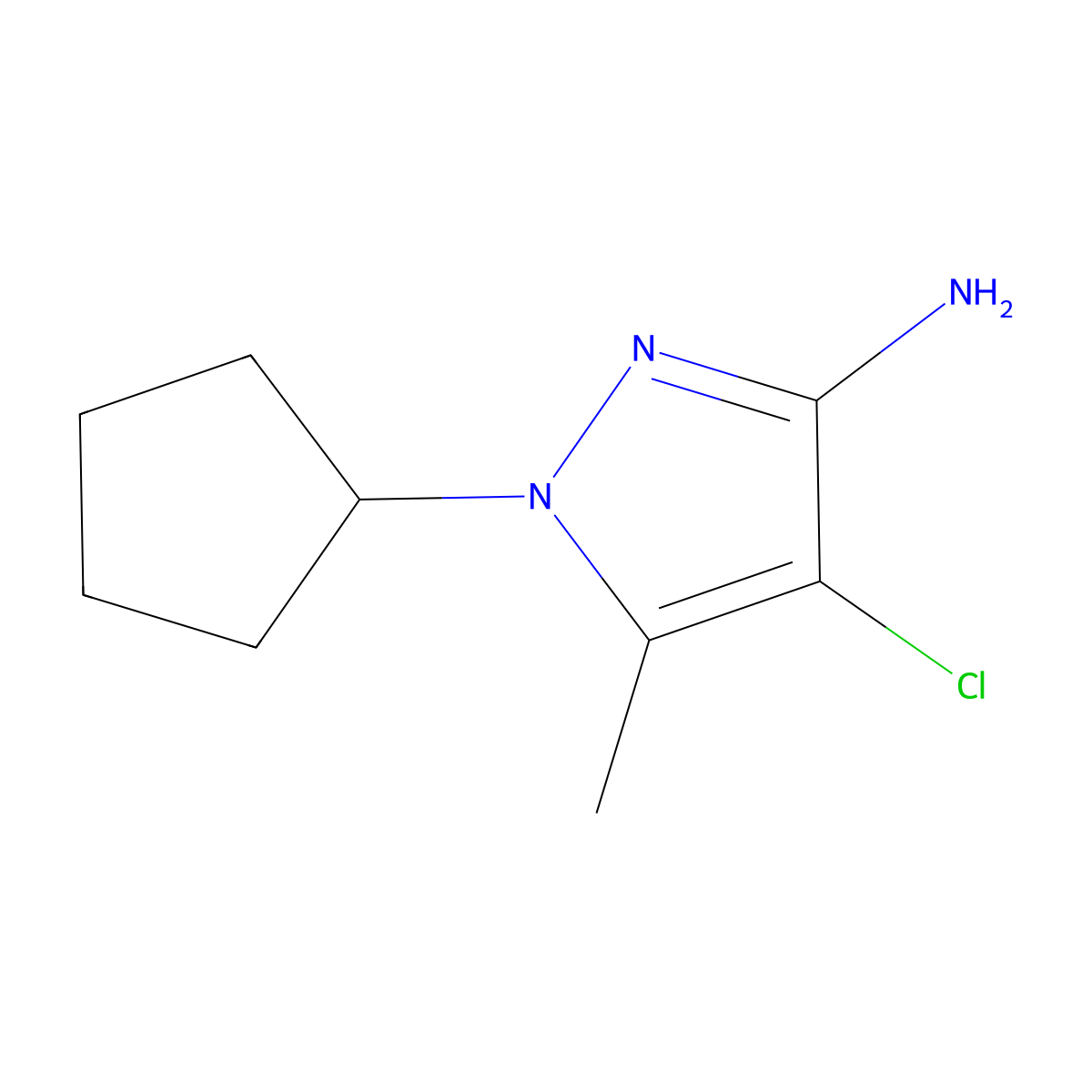 4-Chloro-1-cyclopentyl-5-methyl-1H-pyrazol-3-amine molecular structure, CAS 1006481-68-0