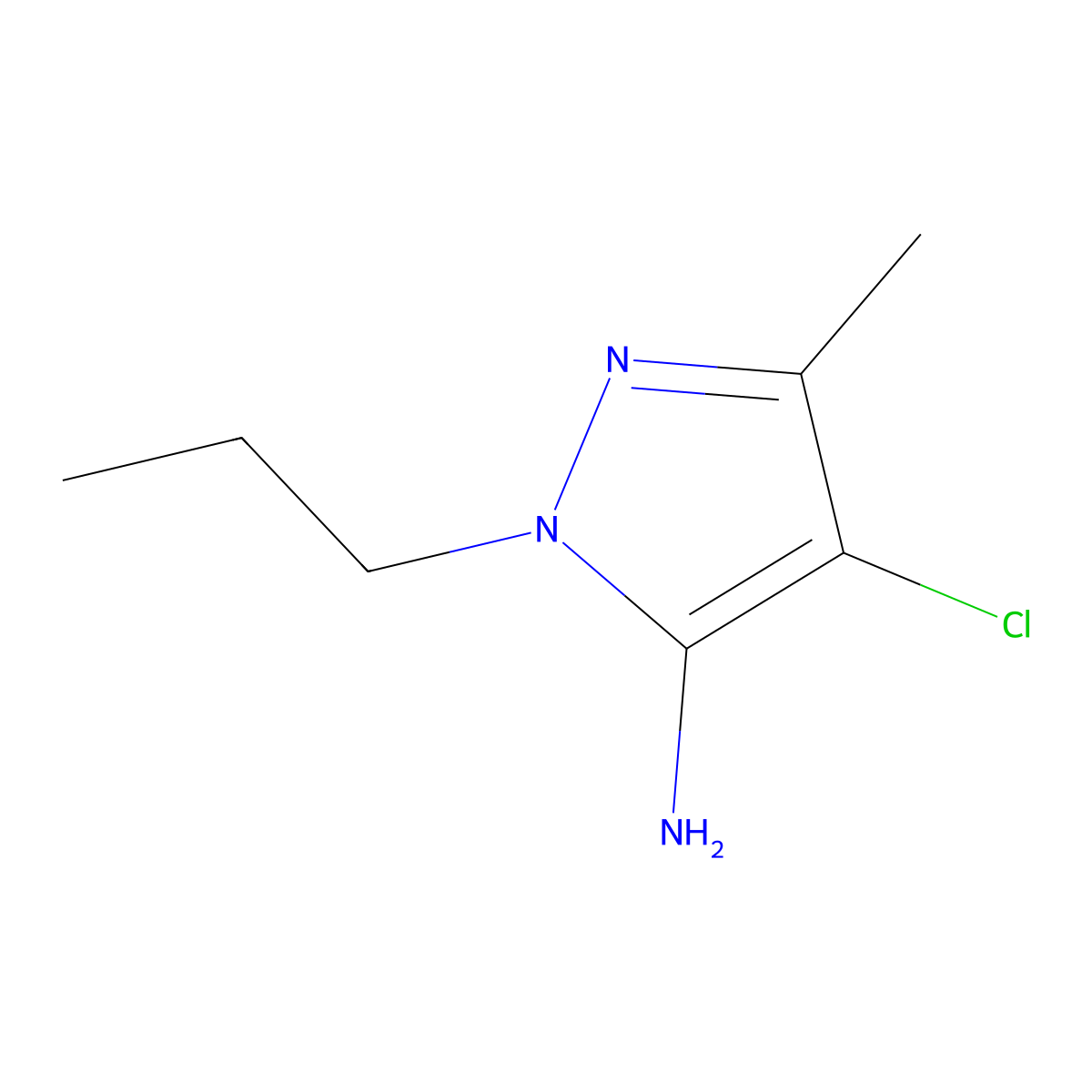 4-chloro-3-methyl-1-propyl-1H-pyrazol-5-amine molecular structure, CAS 1006481-79-3