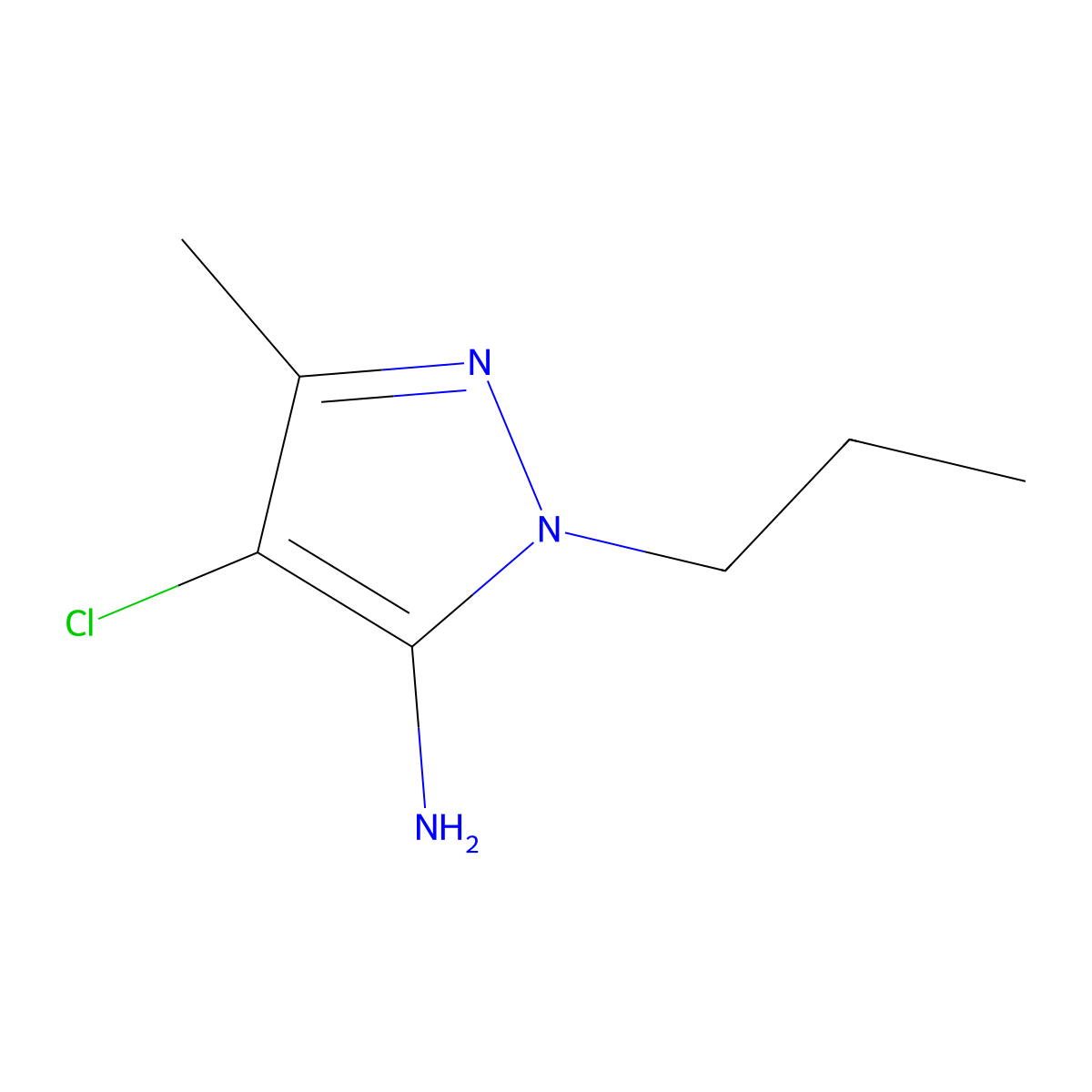 4-chloro-3-methyl-1-propyl-1H-pyrazol-5-amine molecular structure, CAS 1006481-79-3