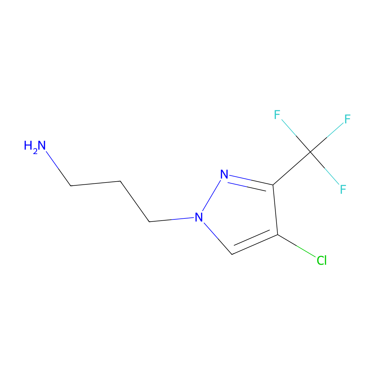 3-[4-chloro-3-(trifluoromethyl)-1H-pyrazol-1-yl]propan-1-amine molecular structure, CAS 1006482-40-1