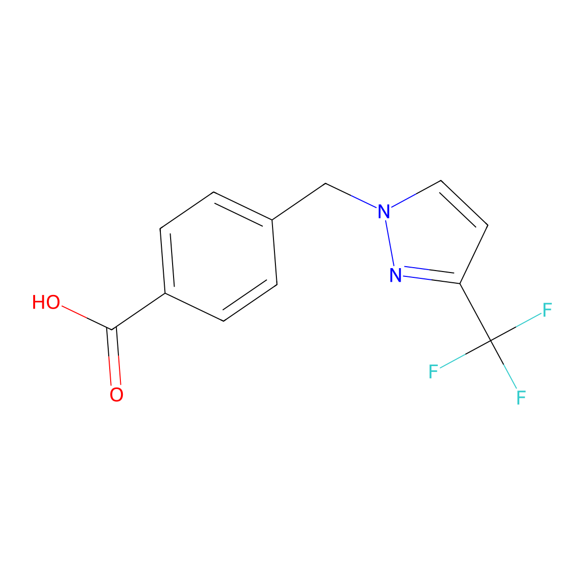 4-{[3-(trifluoromethyl)-1H-pyrazol-1-yl]methyl}benzoic acid molecular structure, CAS 1006482-42-3