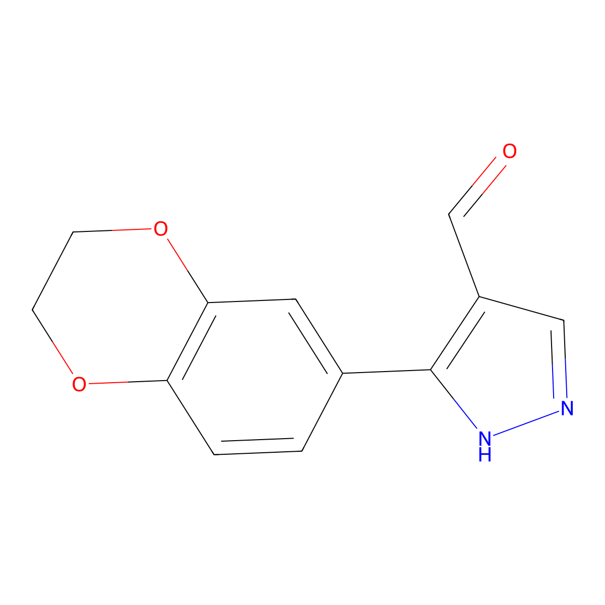 3-(2,3-dihydro-1,4-benzodioxin-6-yl)-1H-pyrazole-4-carbaldehyde molecular structure, CAS 1006482-46-7