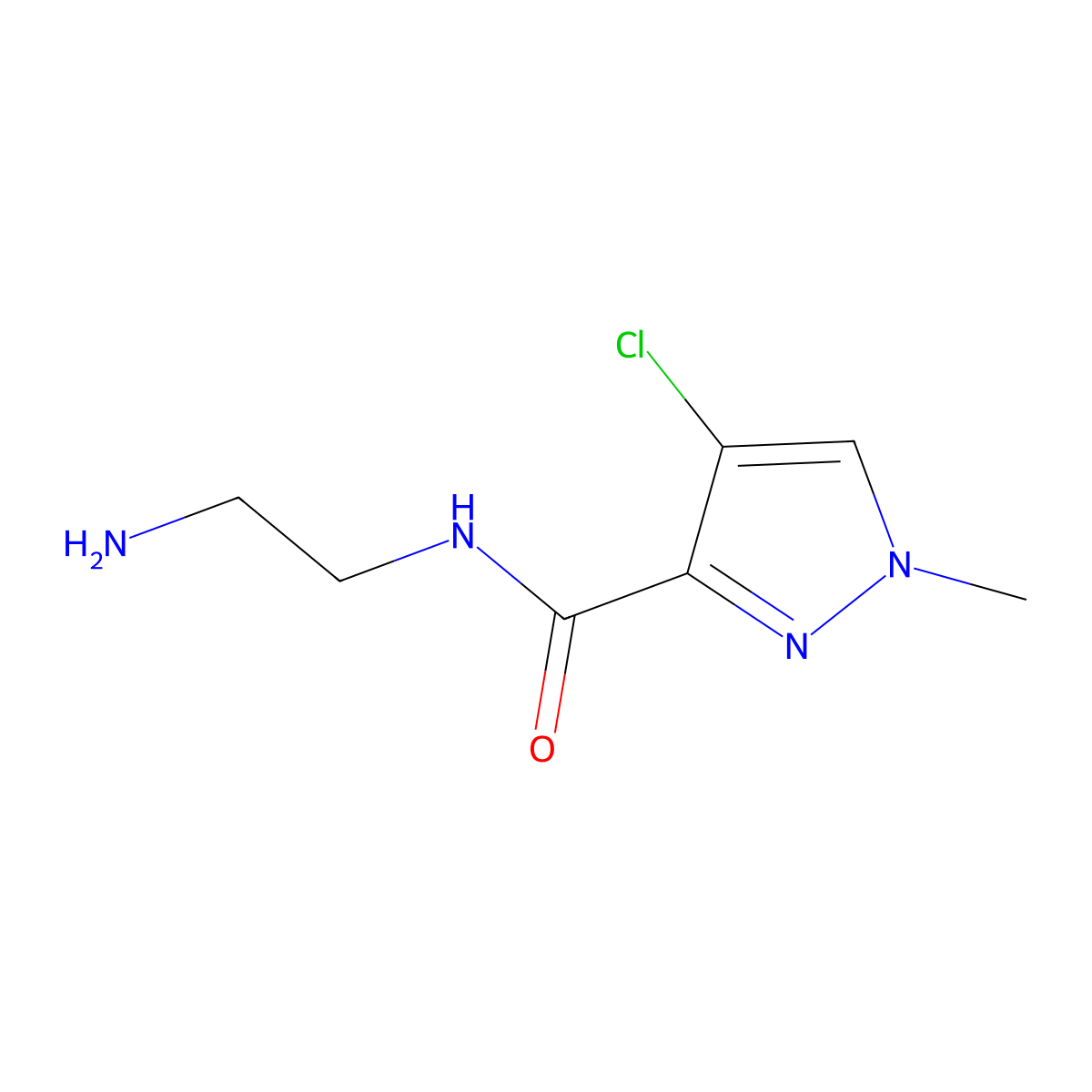 N-(2-aminoethyl)-4-chloro-1-methyl-1H-pyrazole-3-carboxamide molecular structure, CAS 1006482-67-2