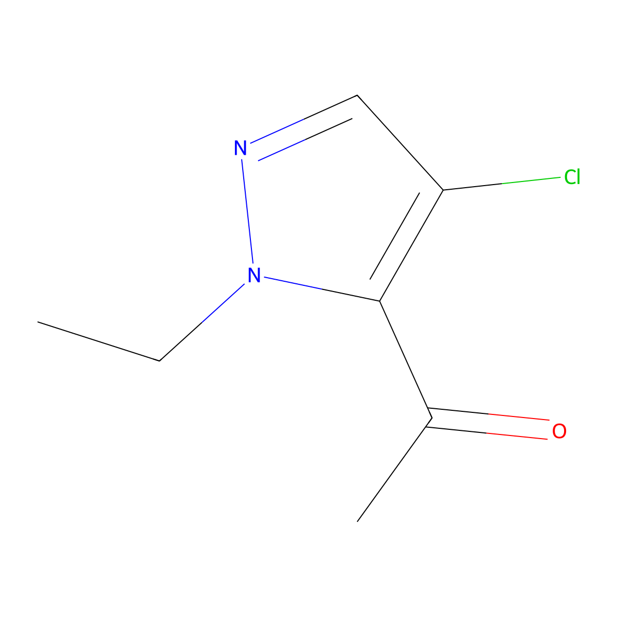 1-(4-chloro-1-ethyl-1H-pyrazol-5-yl)ethanone molecular structure, CAS 1006482-81-0