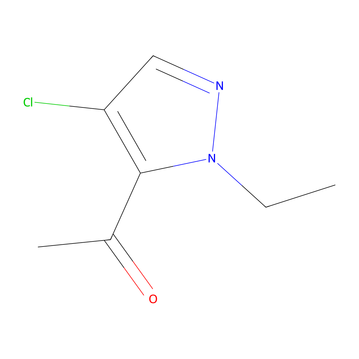 1-(4-chloro-1-ethyl-1H-pyrazol-5-yl)ethanone molecular structure, CAS 1006482-81-0